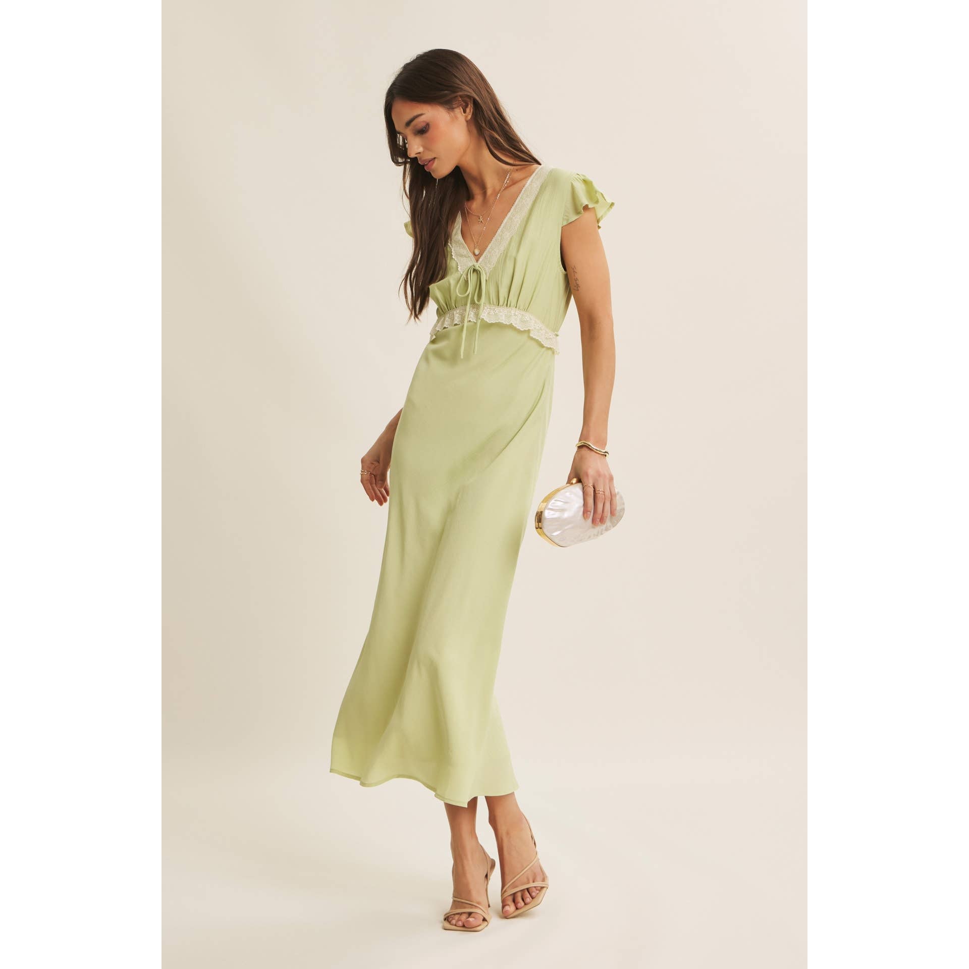 Lori Lace Trimmed Midi Dress