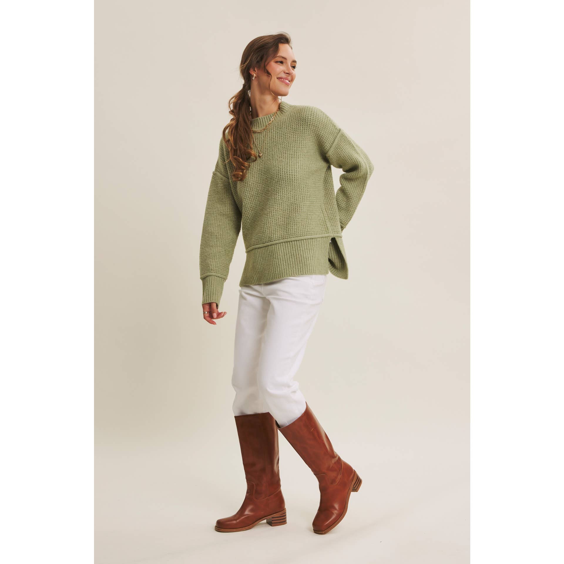 Natasha Brushed Waffle Sweater