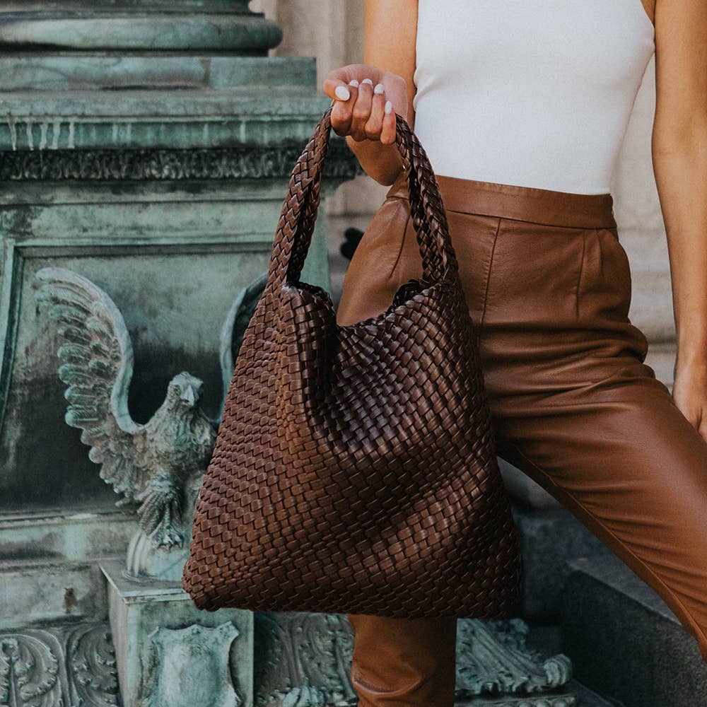 Johanna Espresso Recycled Vegan Leather Shoulder Bag