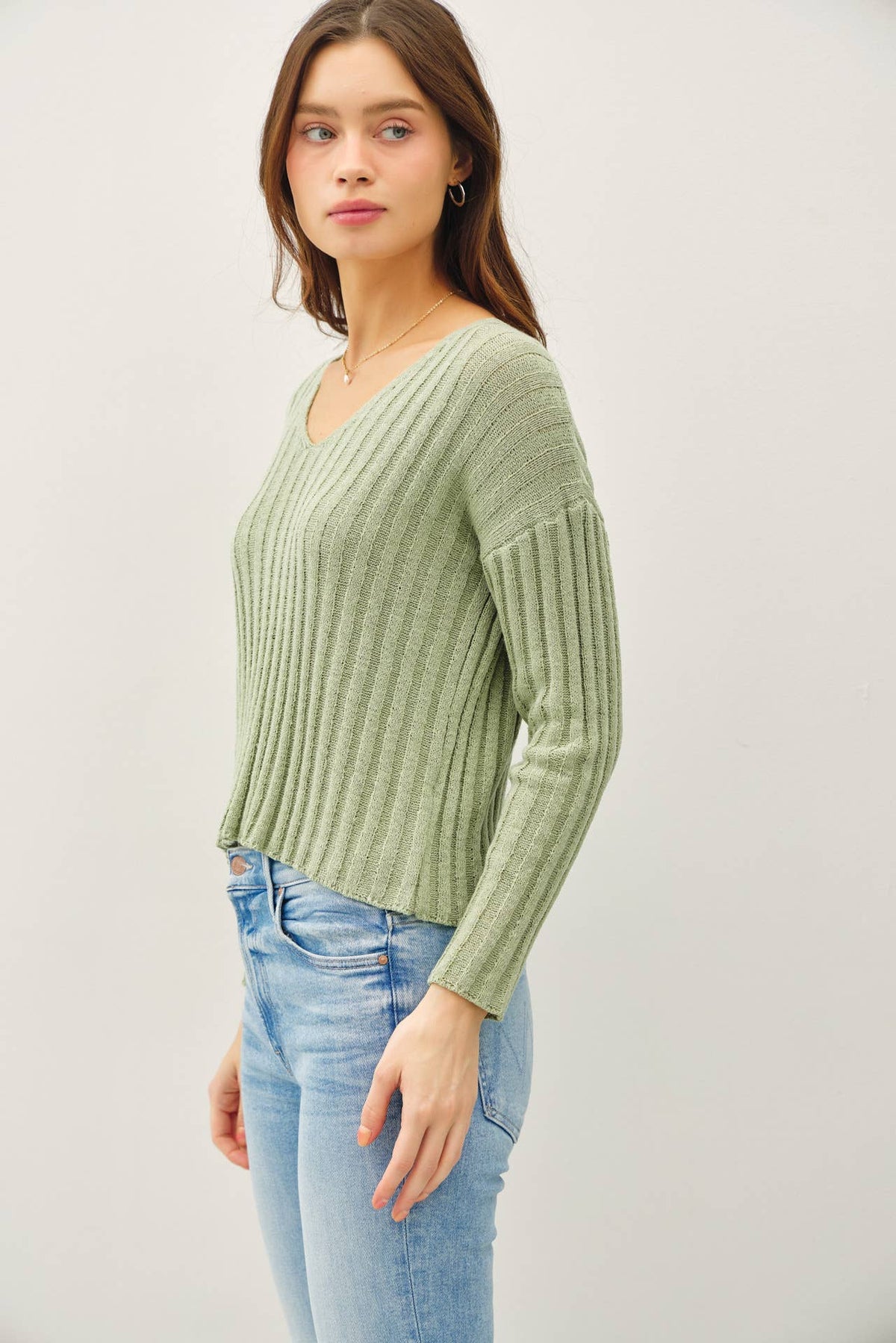 Verity Ribbed V Neck Sweater