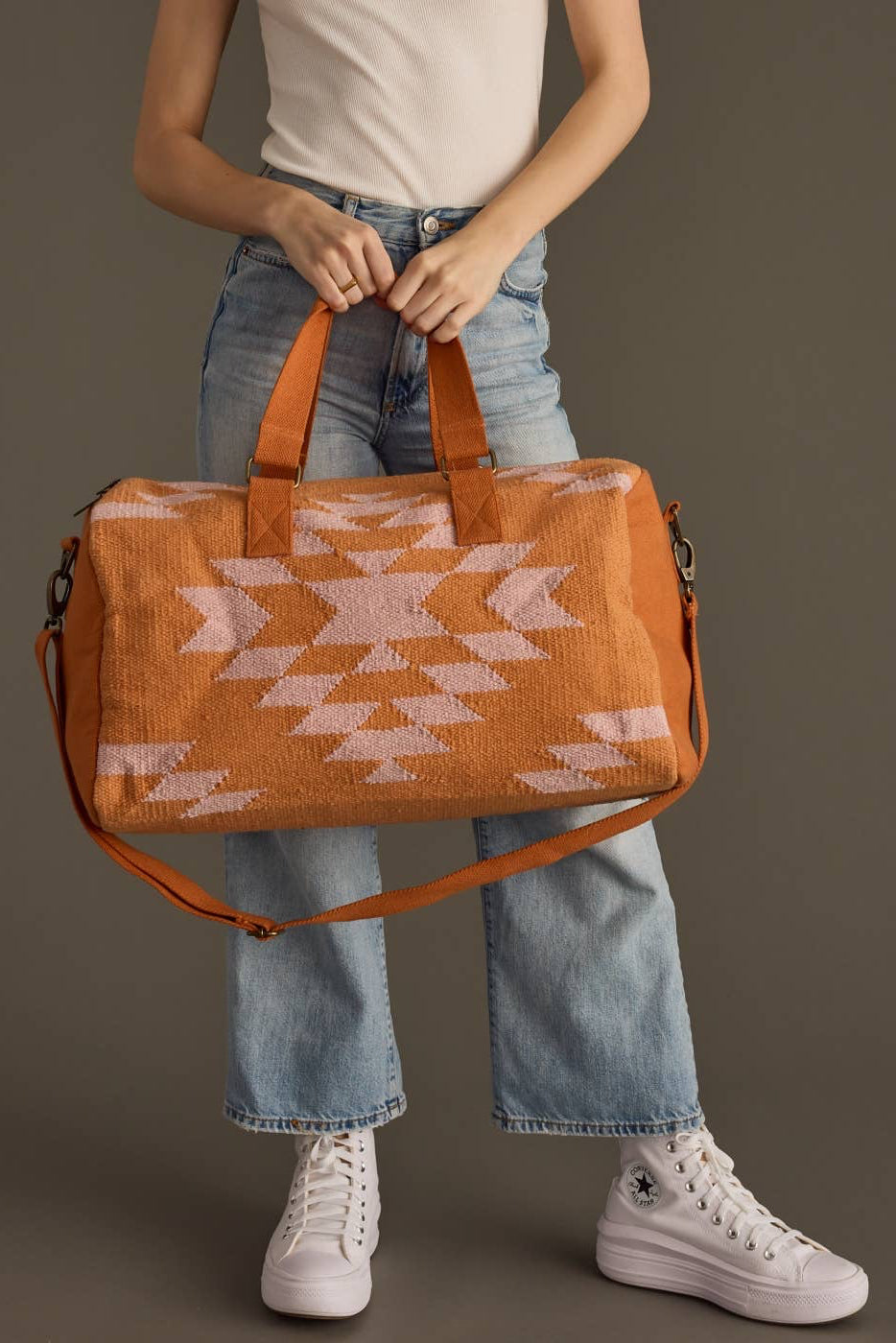 Orange & Lt. Pink Aztec Duffel