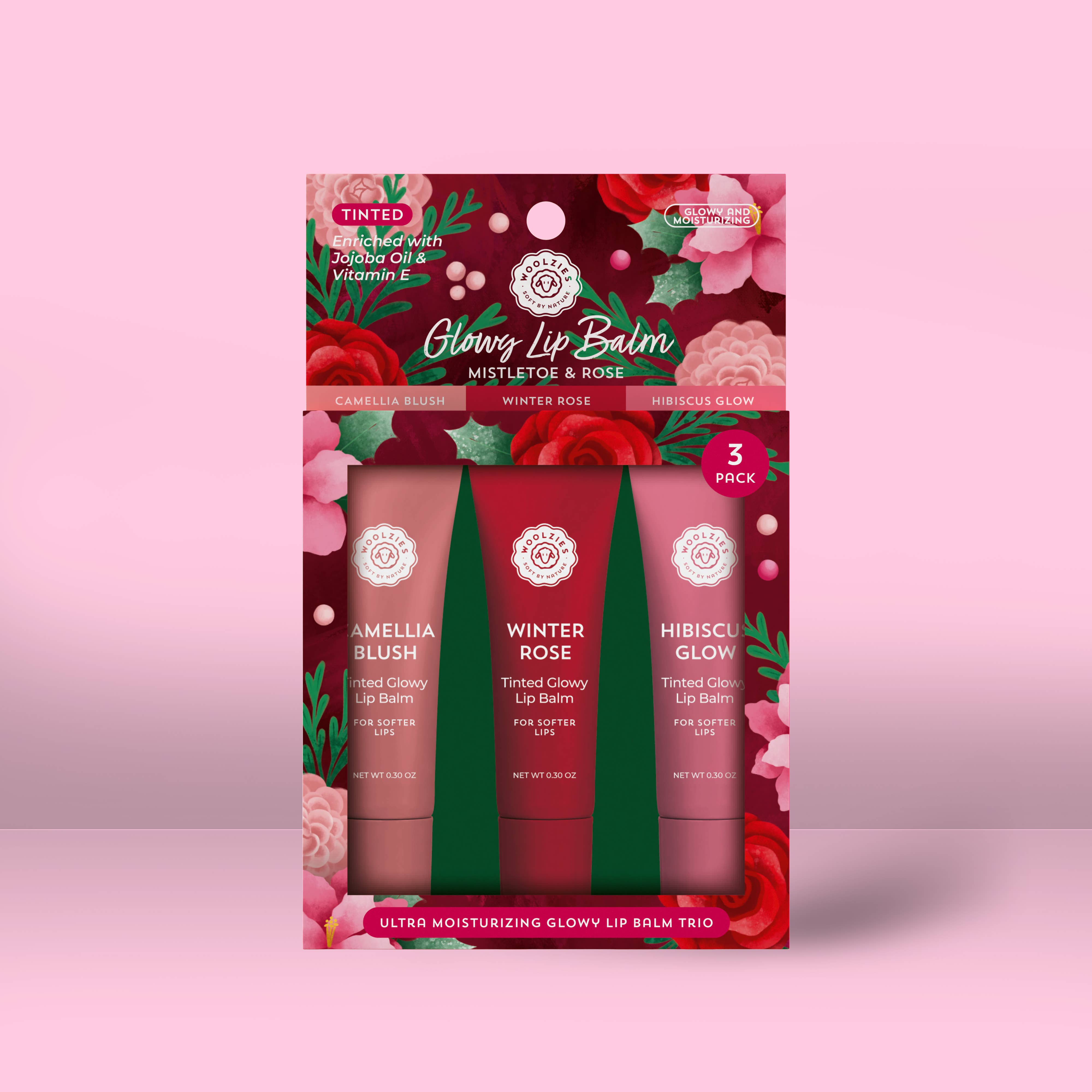 Glowy Lip Balm Trio - Mistletoe & Rose