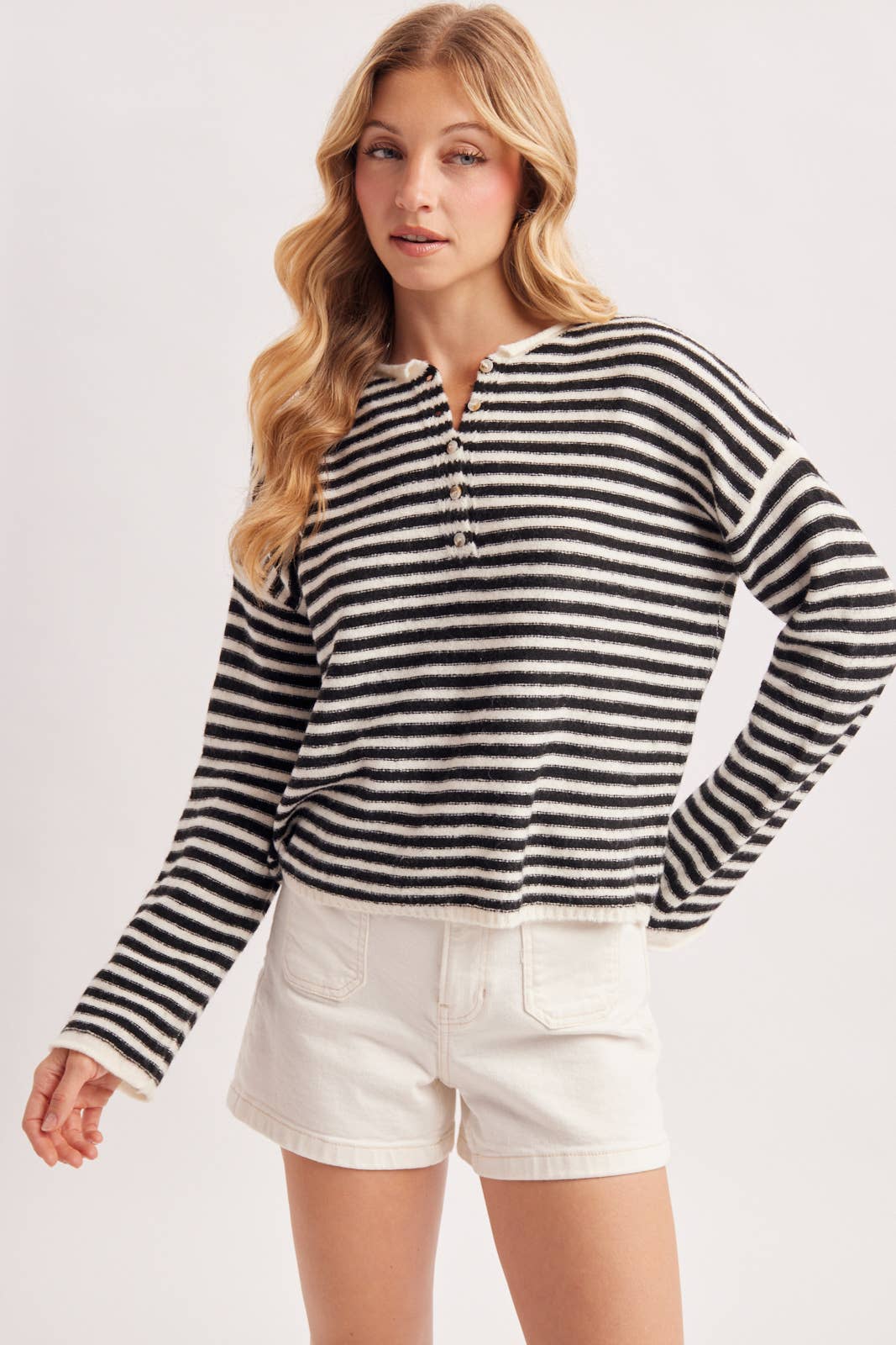 Millie Striped Henley Pullover
