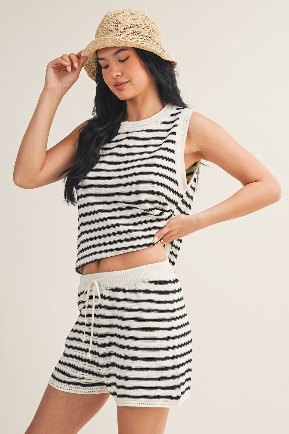 Jasmine Striped Crochet Shorts