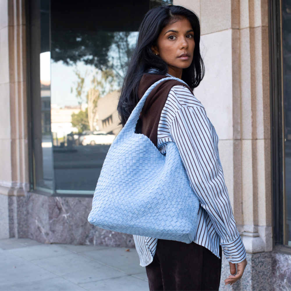 Johanna Chambray Recycled Vegan Suede Shoulder Bag