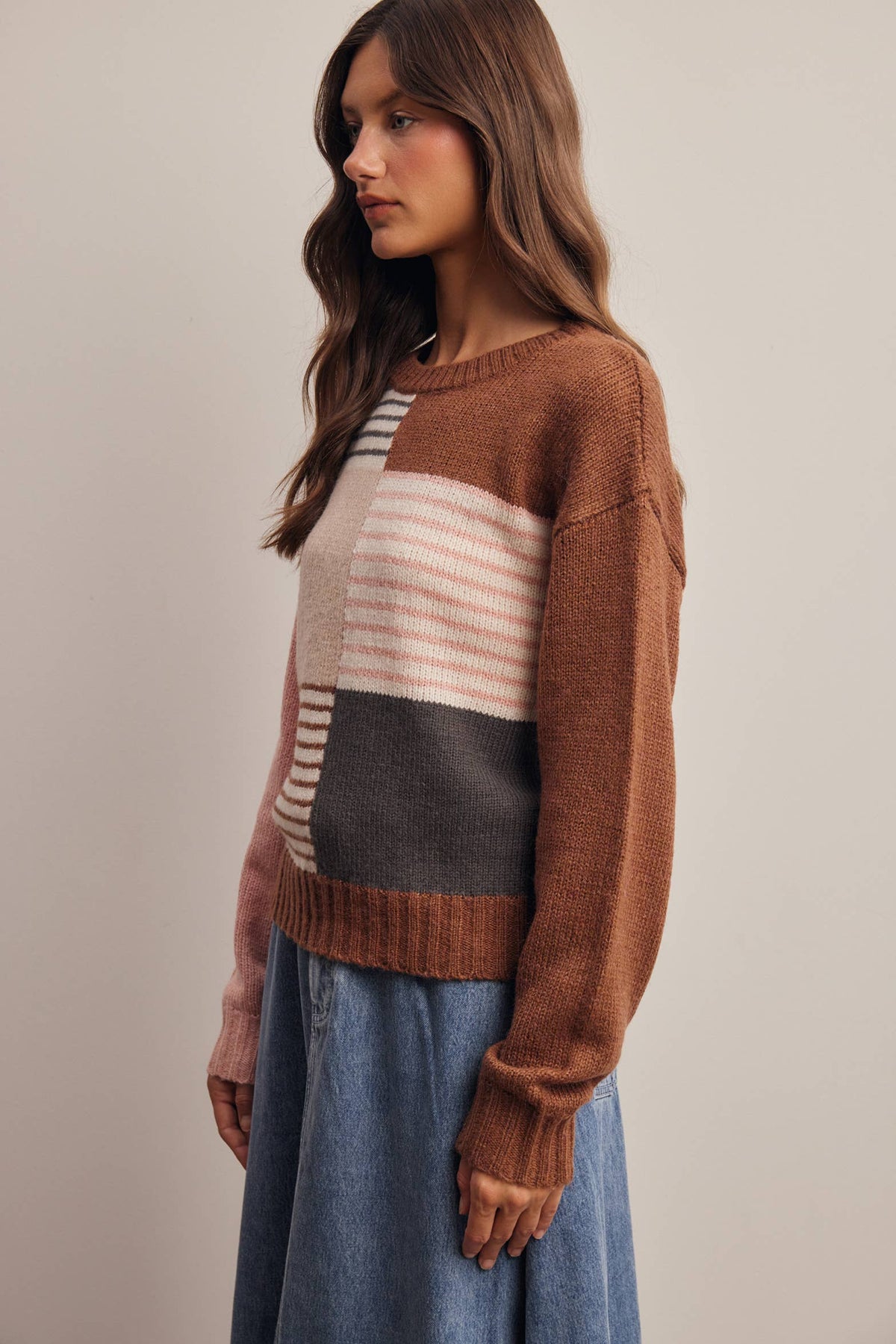 Trina Colorblock Mixed Stripe Sweater
