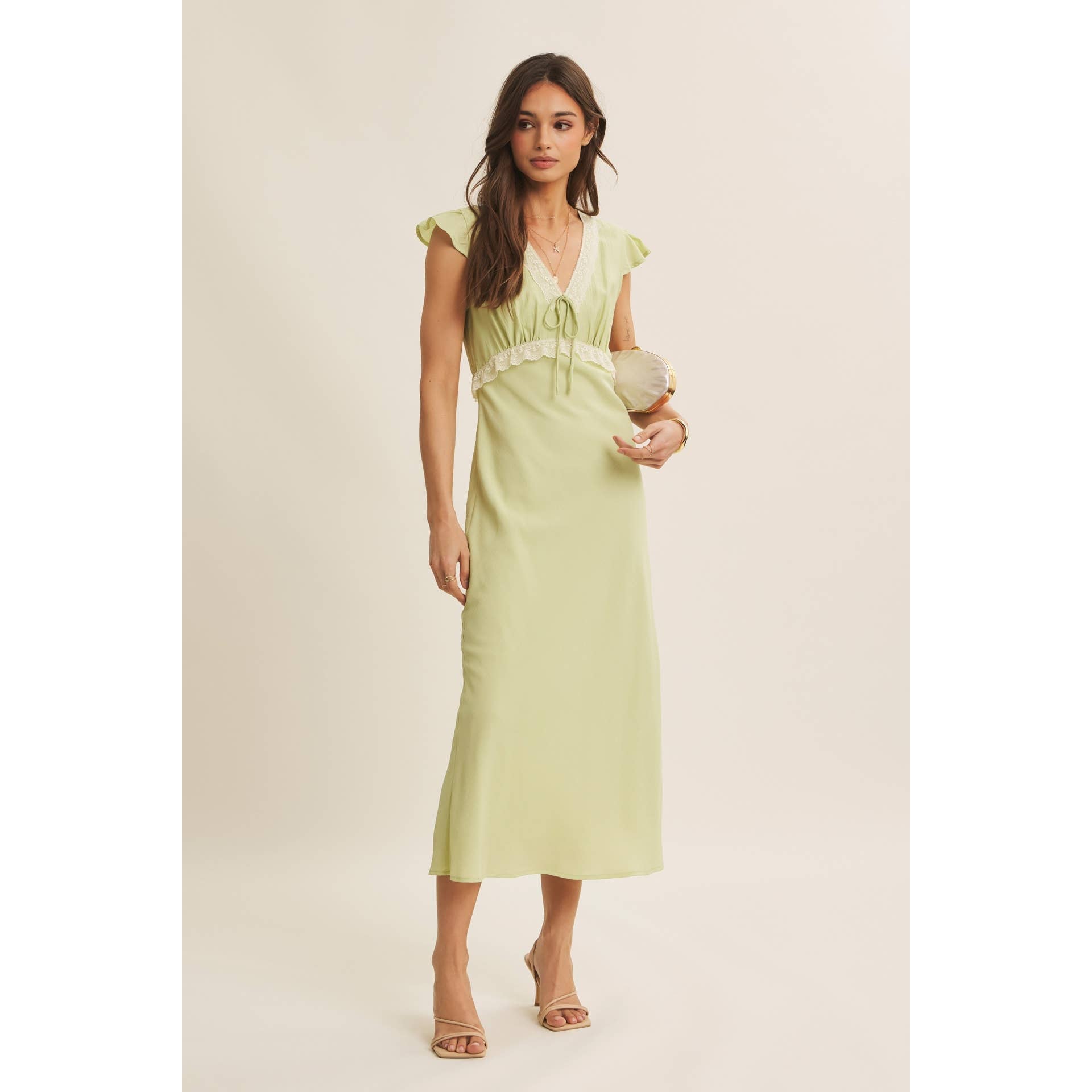 Lori Lace Trimmed Midi Dress