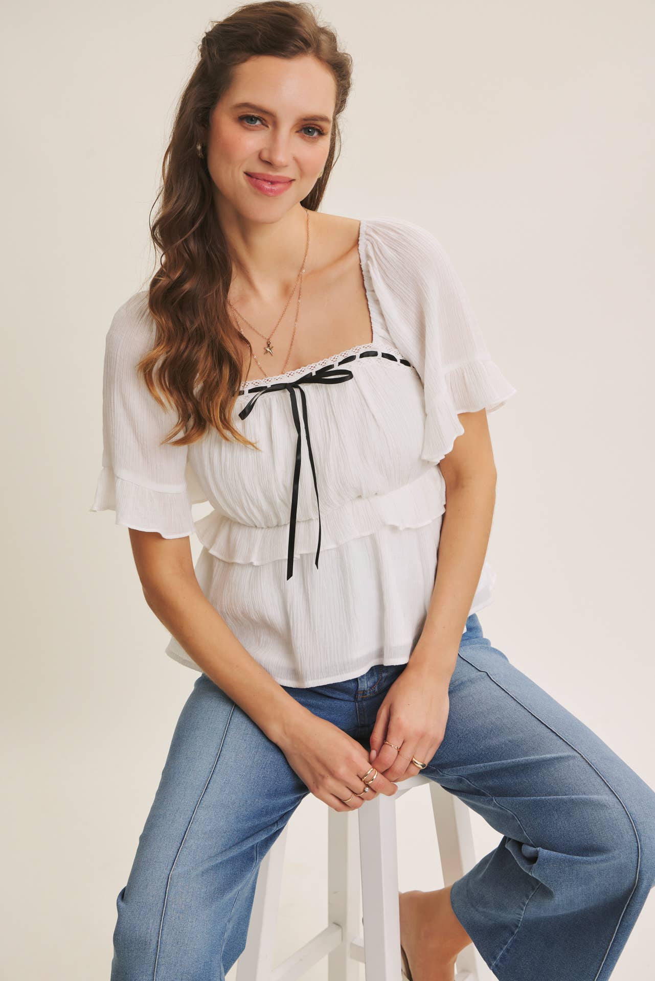 Monroe Pintuck Ankle Length Wide Leg Jean
