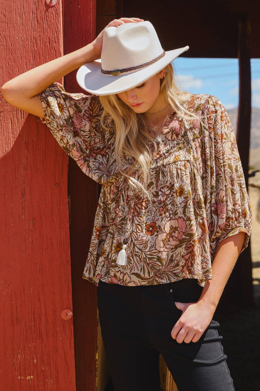 Phoebe Floral Peasant Blouse