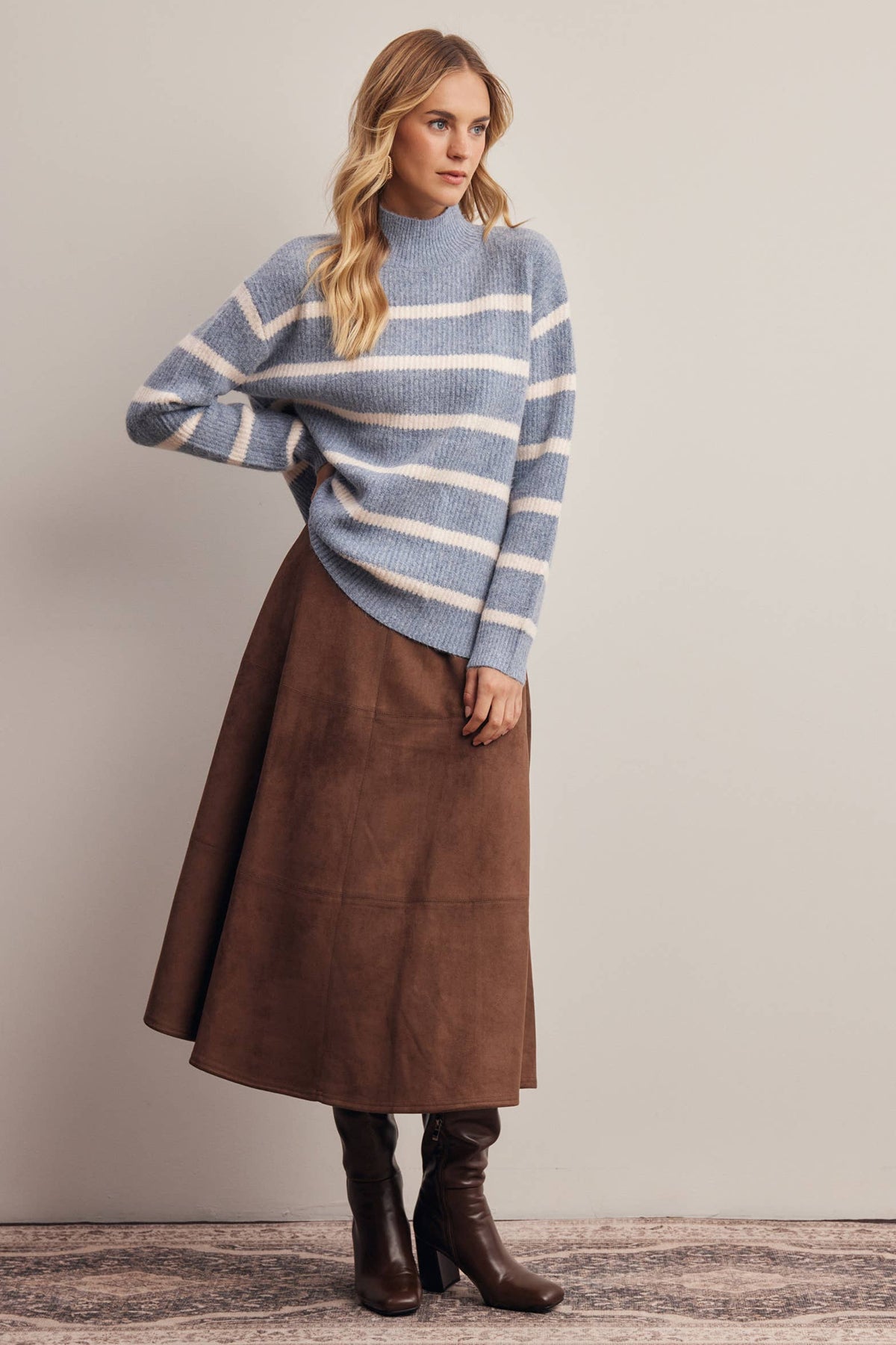 Eleanor Striped Mock Neck Sweater