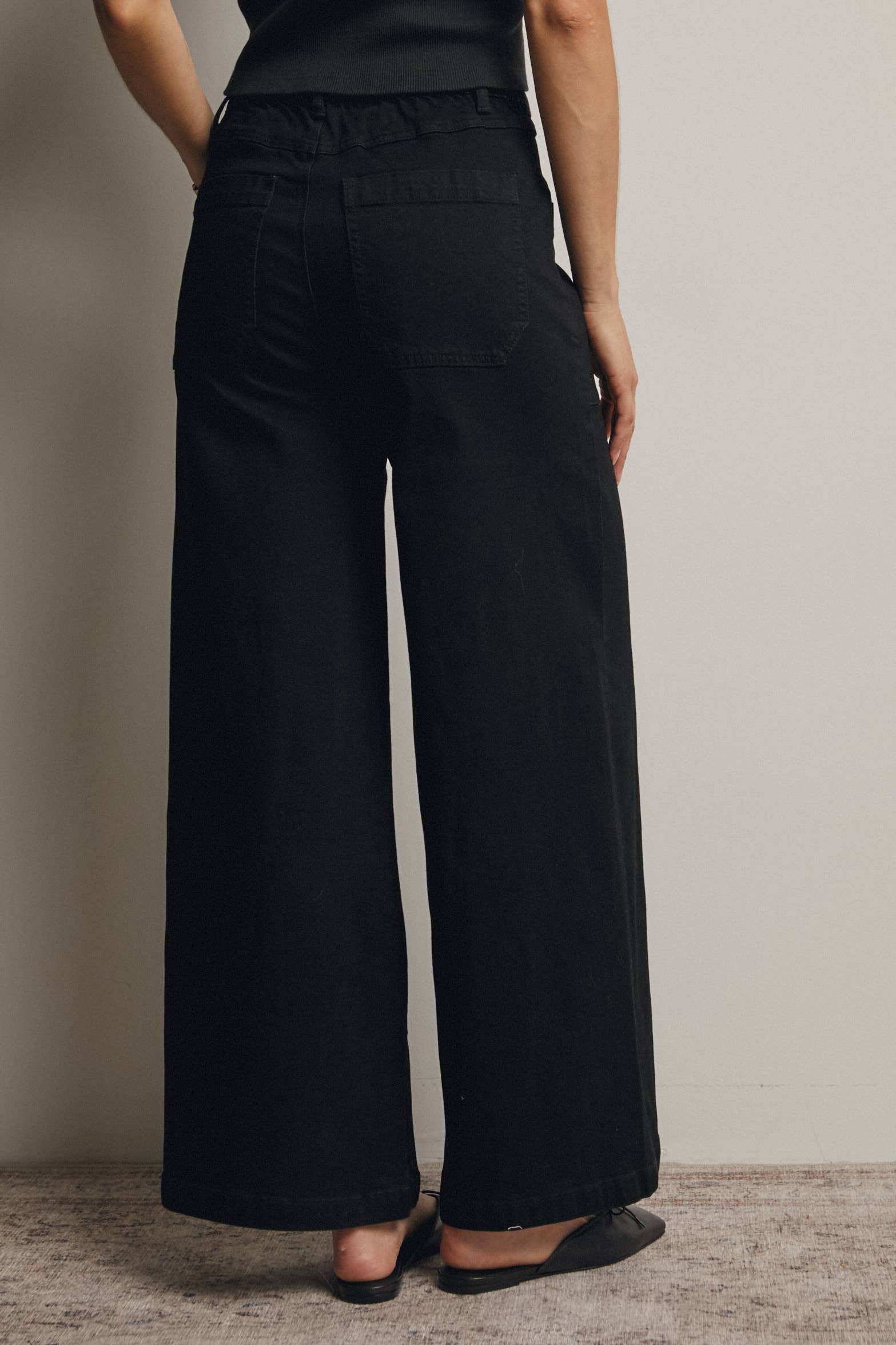 Caroline Wide-Leg Stretch Denim Pants