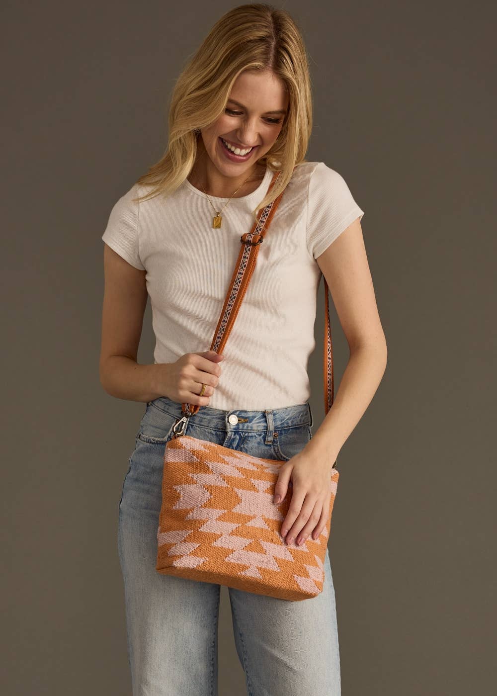Orange & Lt. Pink Aztec Crossbody