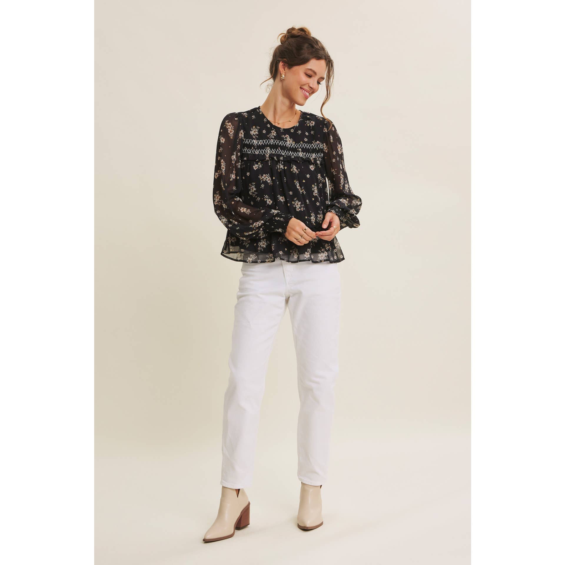 Jaime Smocked Floral Blouse