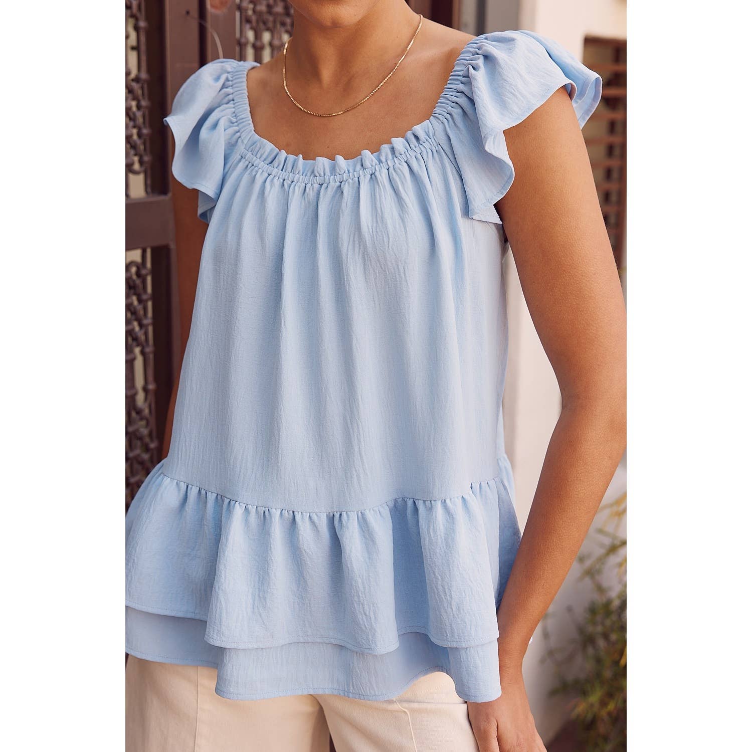 Louise Ruffled Peplum Top