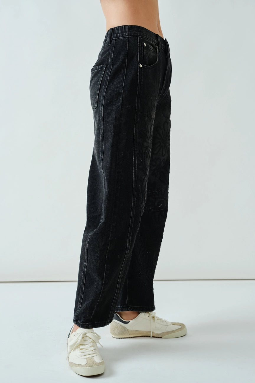 Norah Embroidered Barrel Pants
