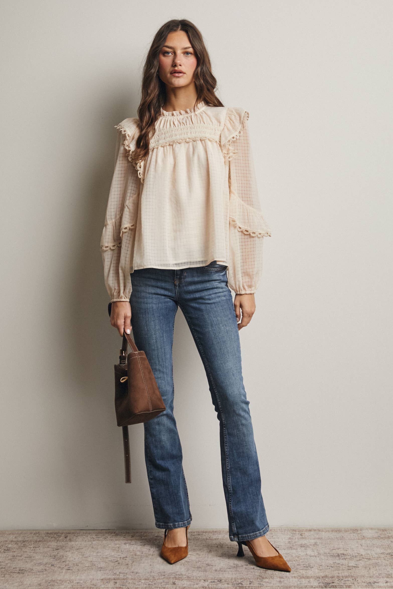 Hattie Lace Trim Blouse