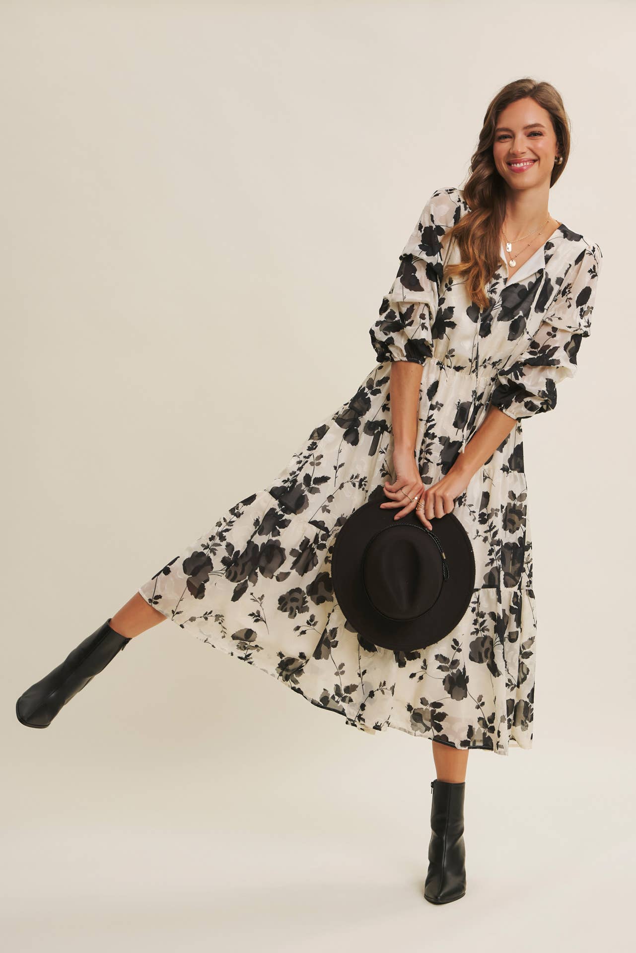 Lauren Jacquard Floral Maxi Dress