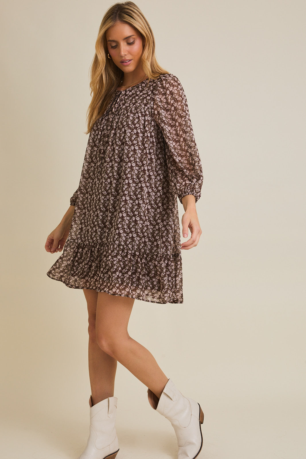 Gemma Flared Hem Floral Mini Dress