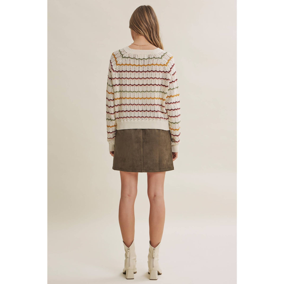 Clover Scallop Stripe Sweater