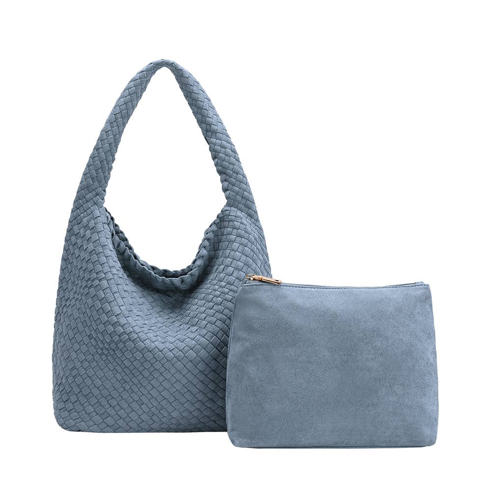 Johanna Chambray Recycled Vegan Suede Shoulder Bag