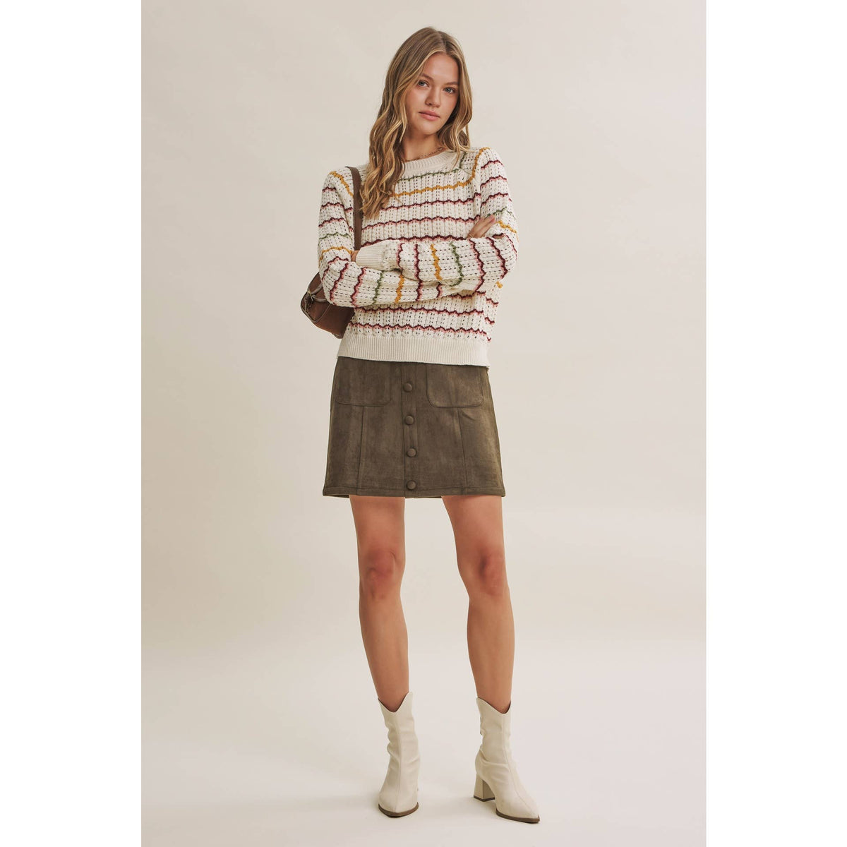 Clover Scallop Stripe Sweater