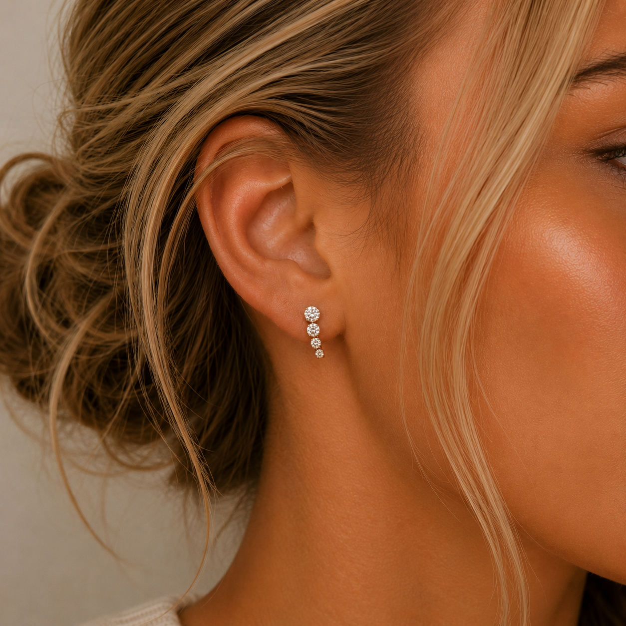 Mini Crawler CZ Gold Earrings