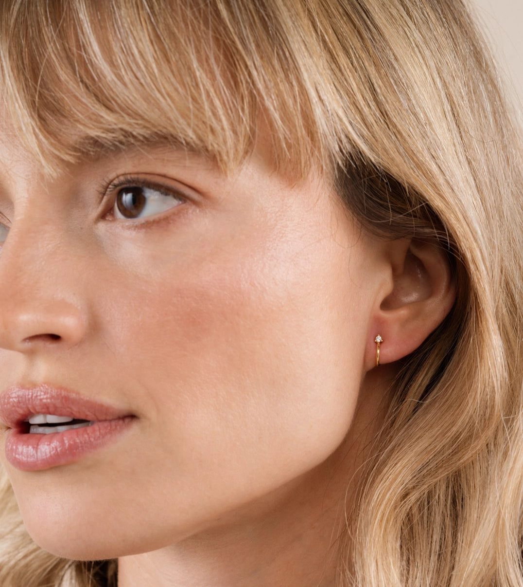 Open CZ Mini Hoop Gold Earrings
