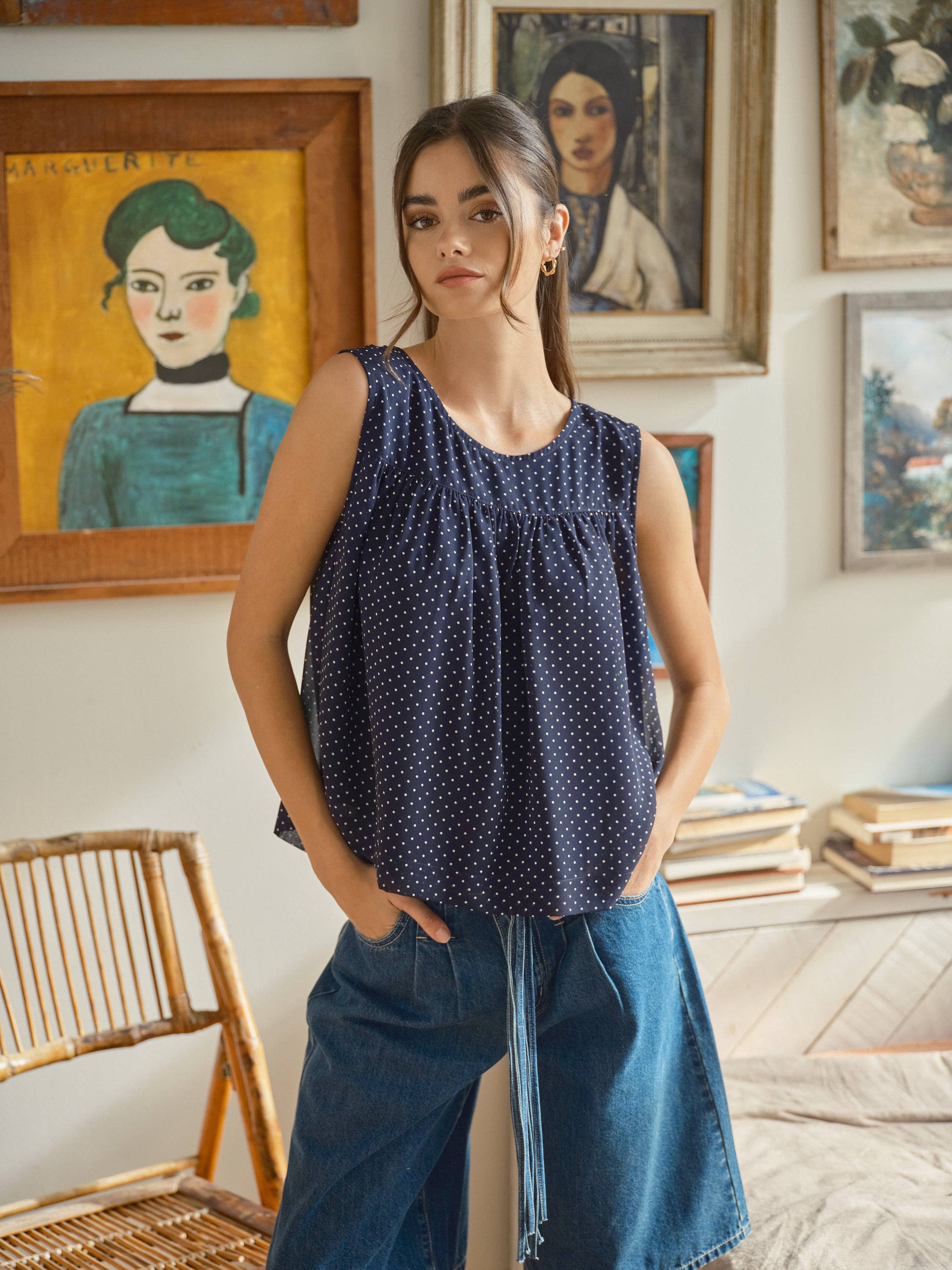 Charlotte Polka Dot Babydoll Tank