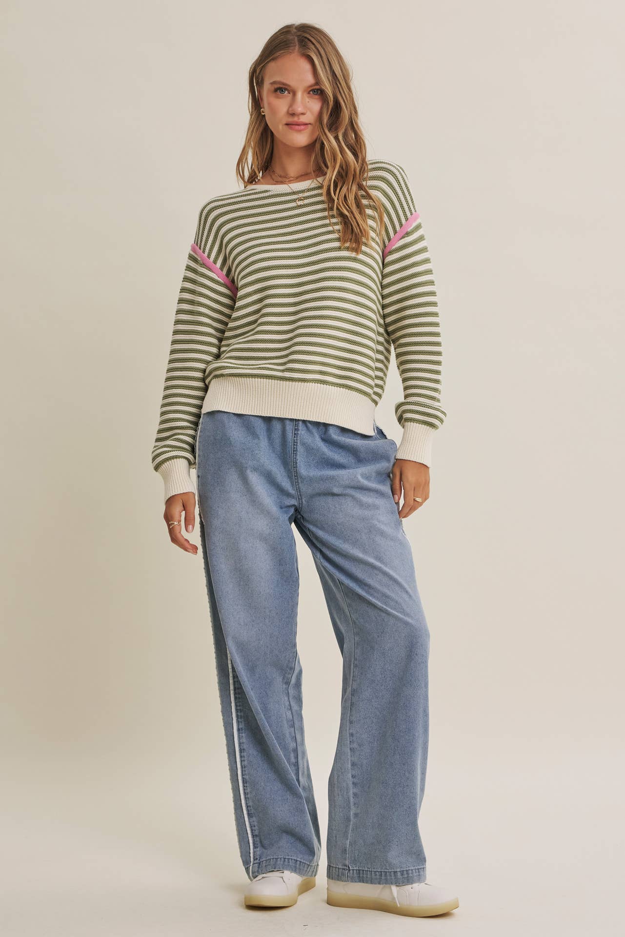 Jade Cotton Striped Sweater