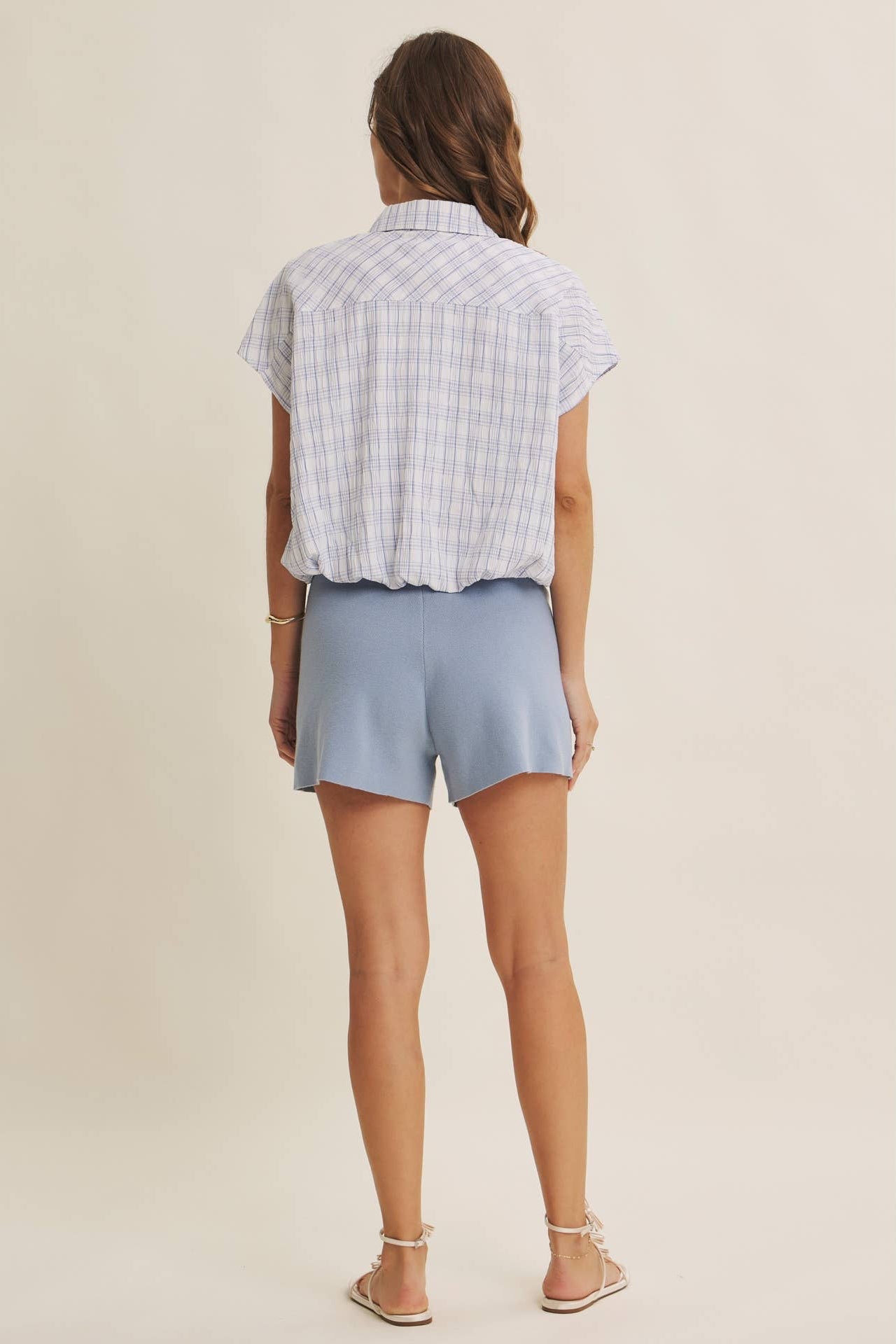 Tori Plaid Bubble Hem Top