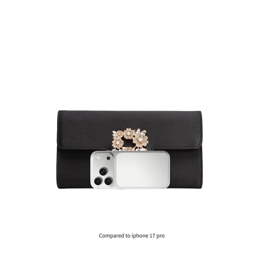 Elodie Black Satin Crossbody Bag