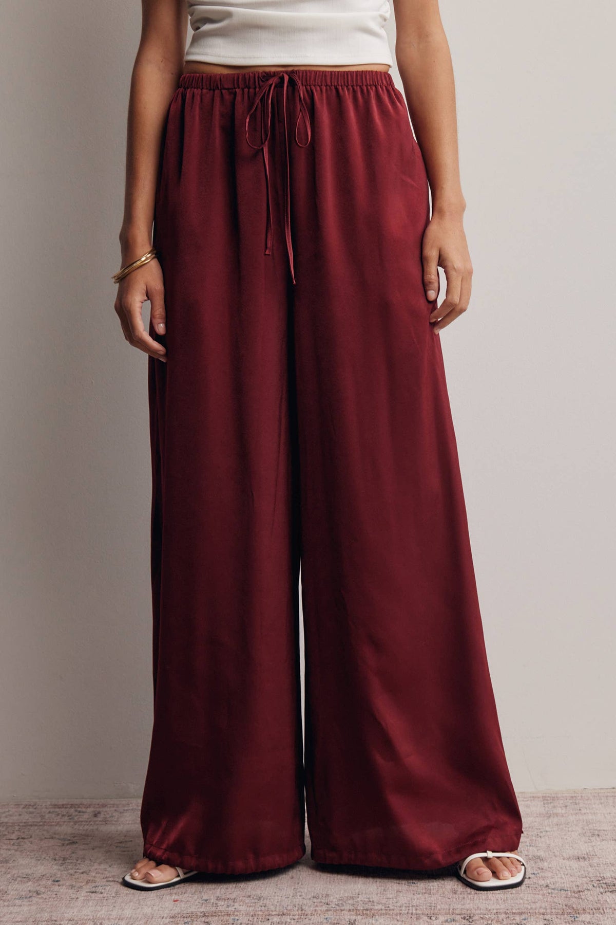 Claudia Wide Leg Tie Hem Pants