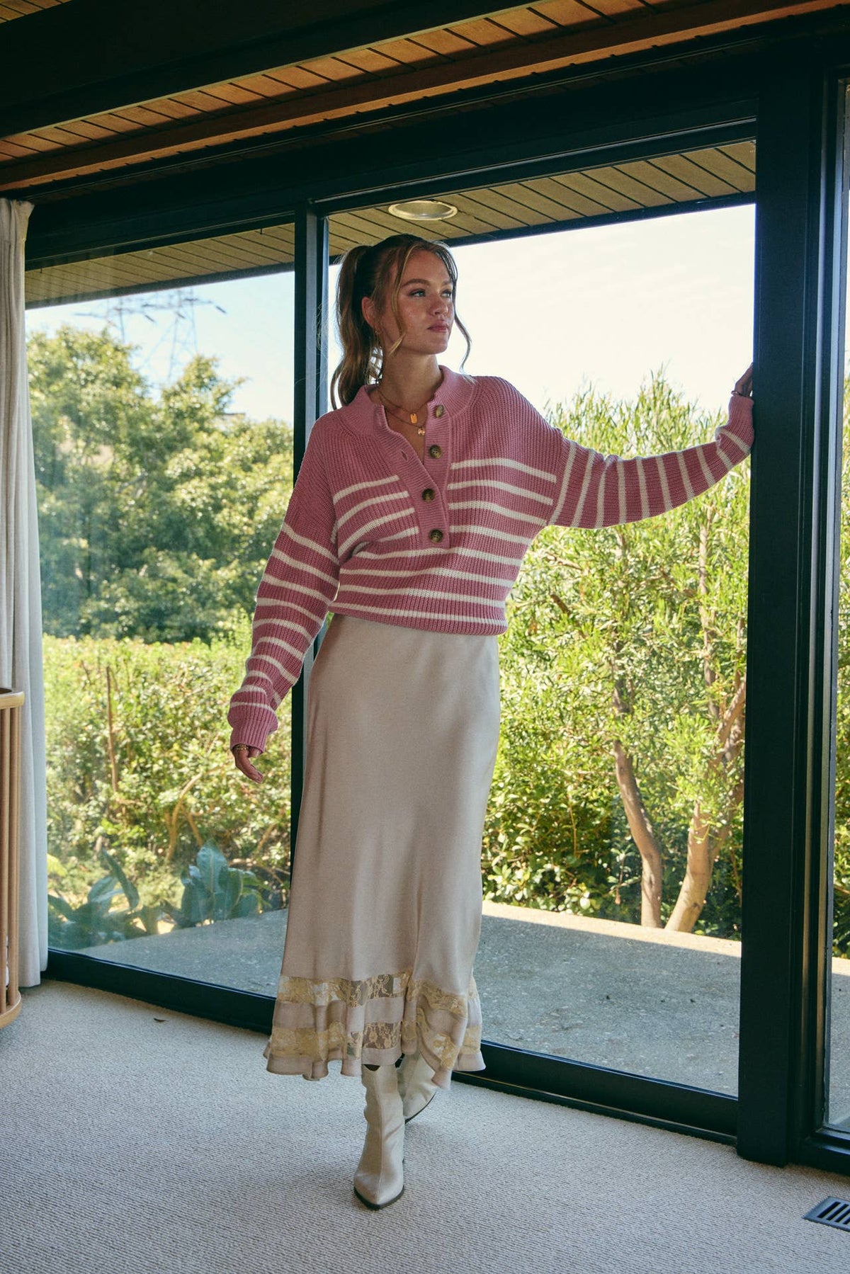 Nadia Striped Henley Sweater