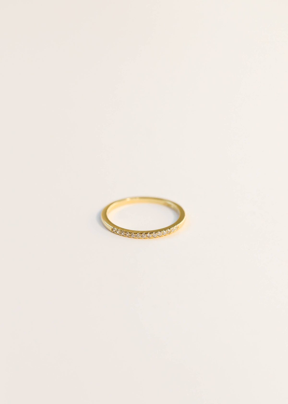 Gold Half Pave White CZ Ring