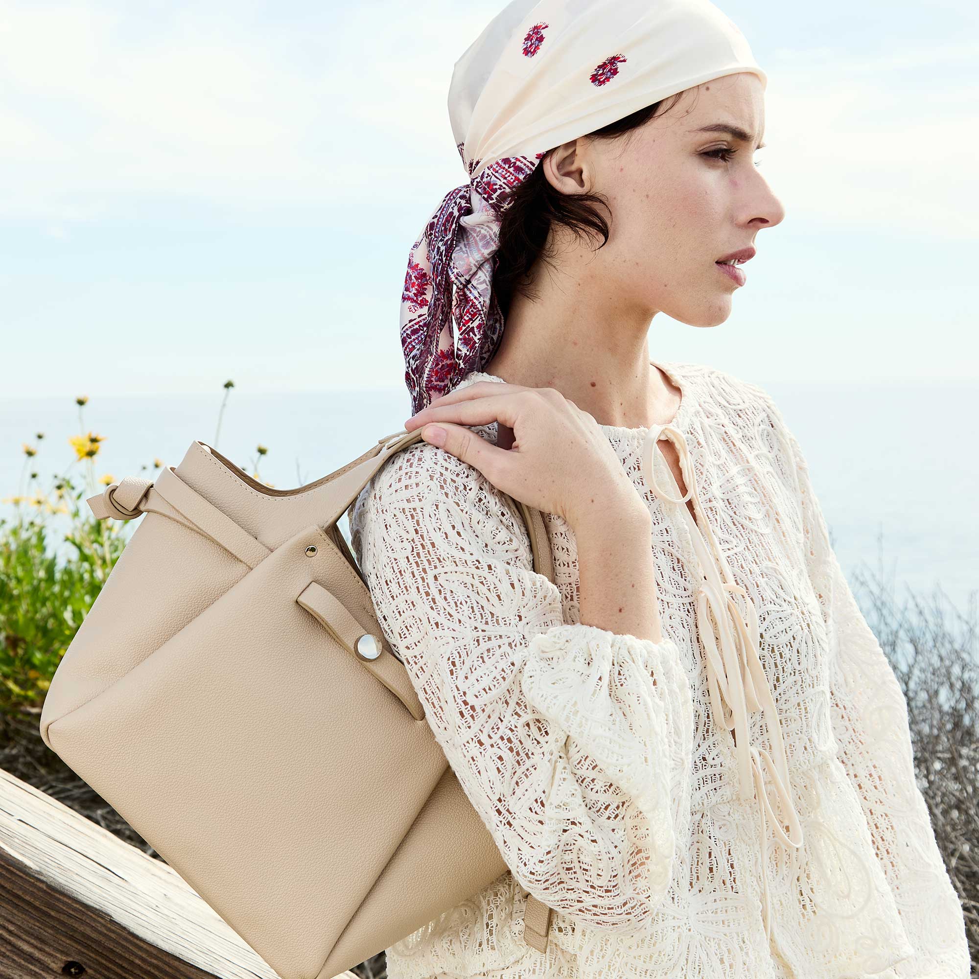 Avril Caramel Recycled Vegan Leather Top Handle Bag