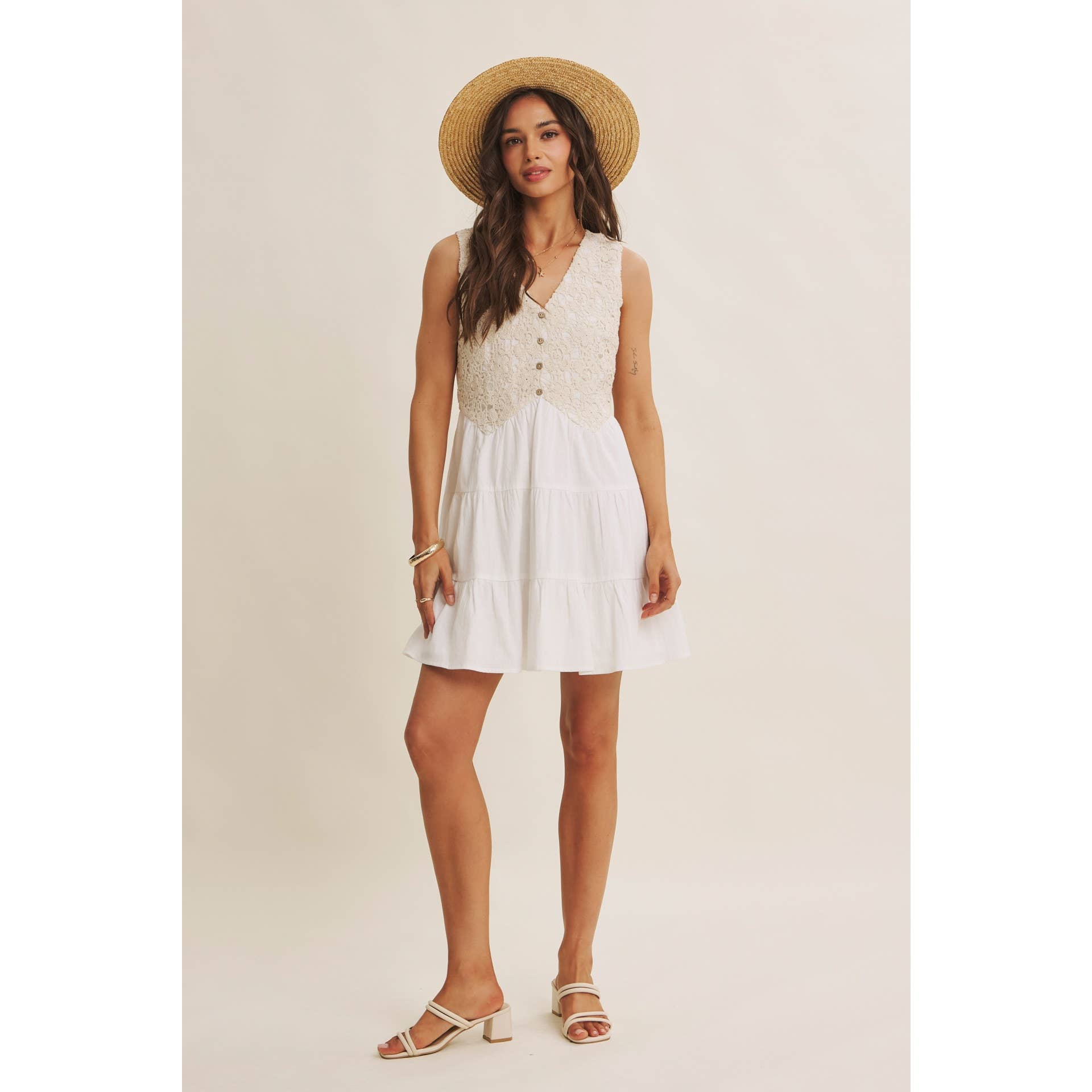 Josephine Cotton Crochet Mini Dress