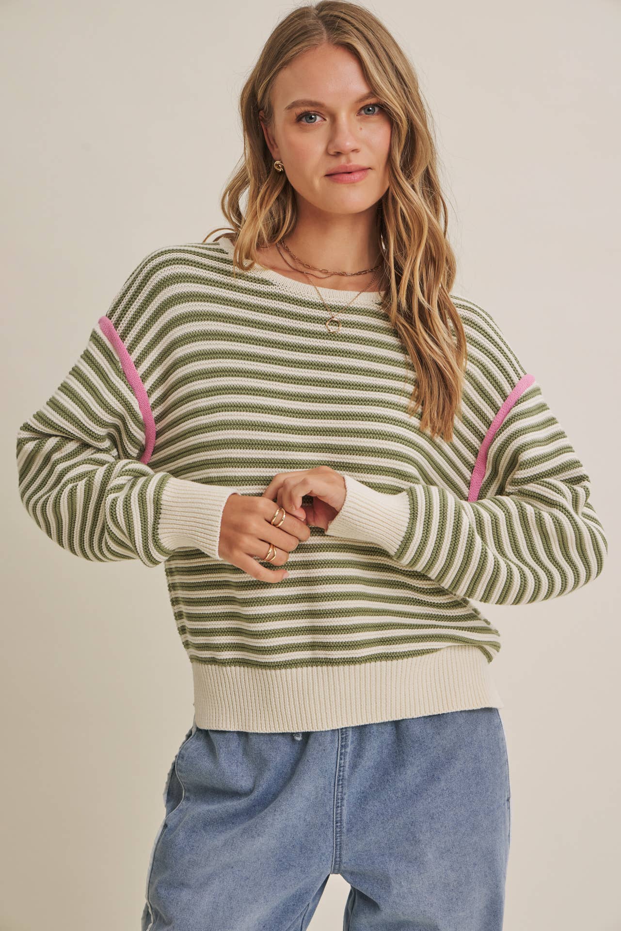Jade Cotton Striped Sweater