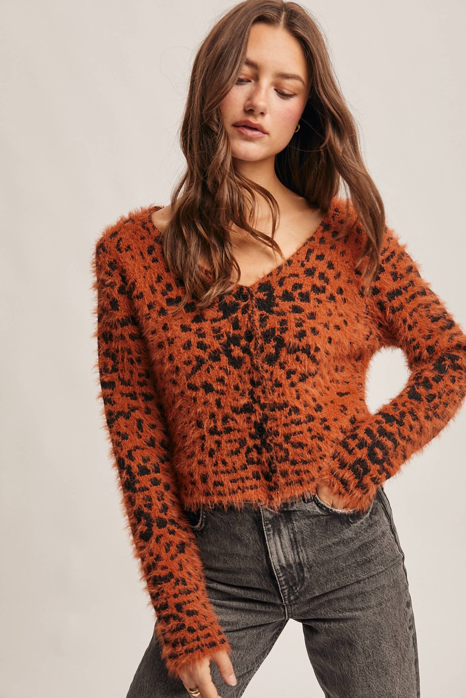 Hanna Fuzzy Leopard Cardigan