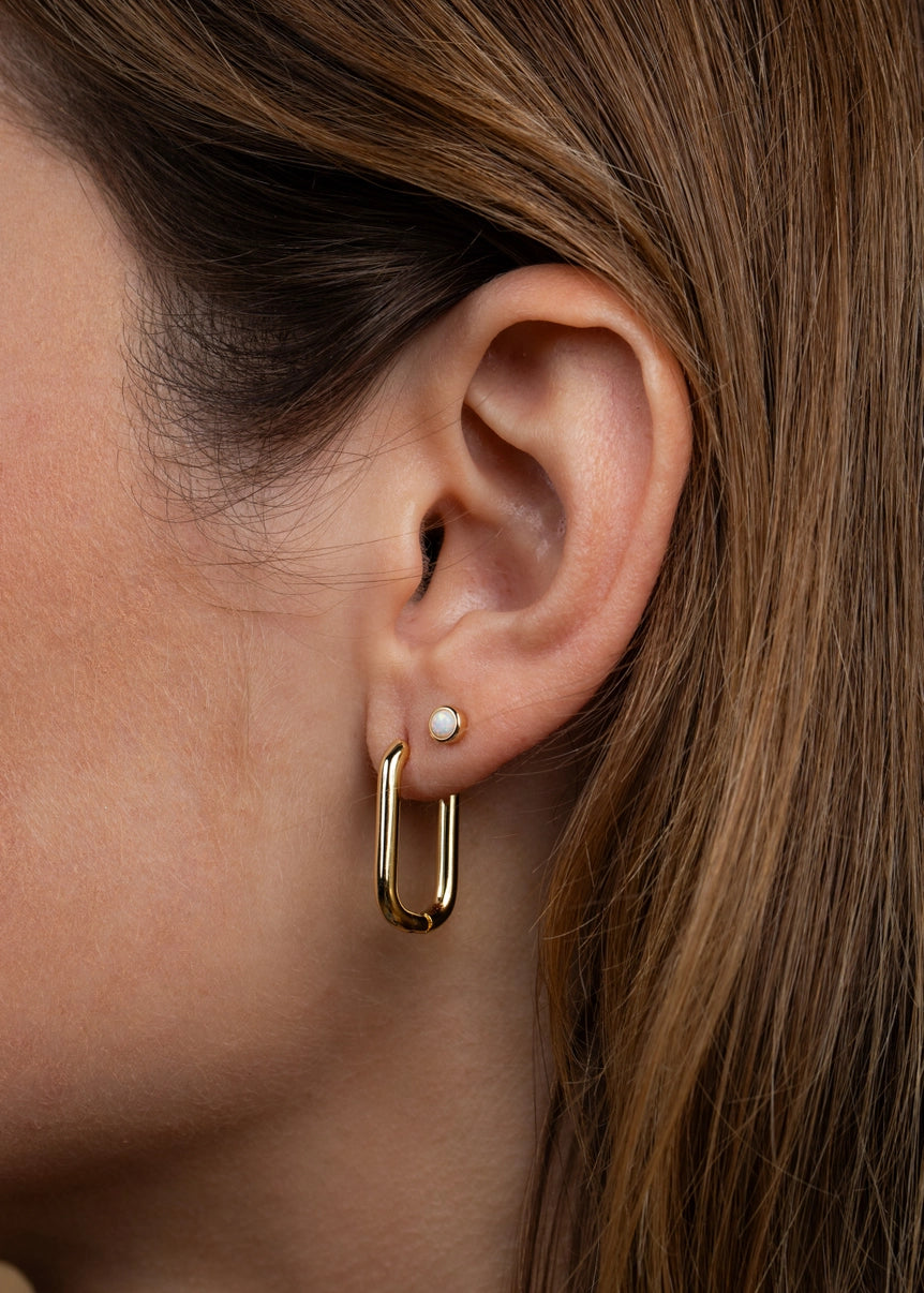 Simple Stud Gold Gemstone Earrings