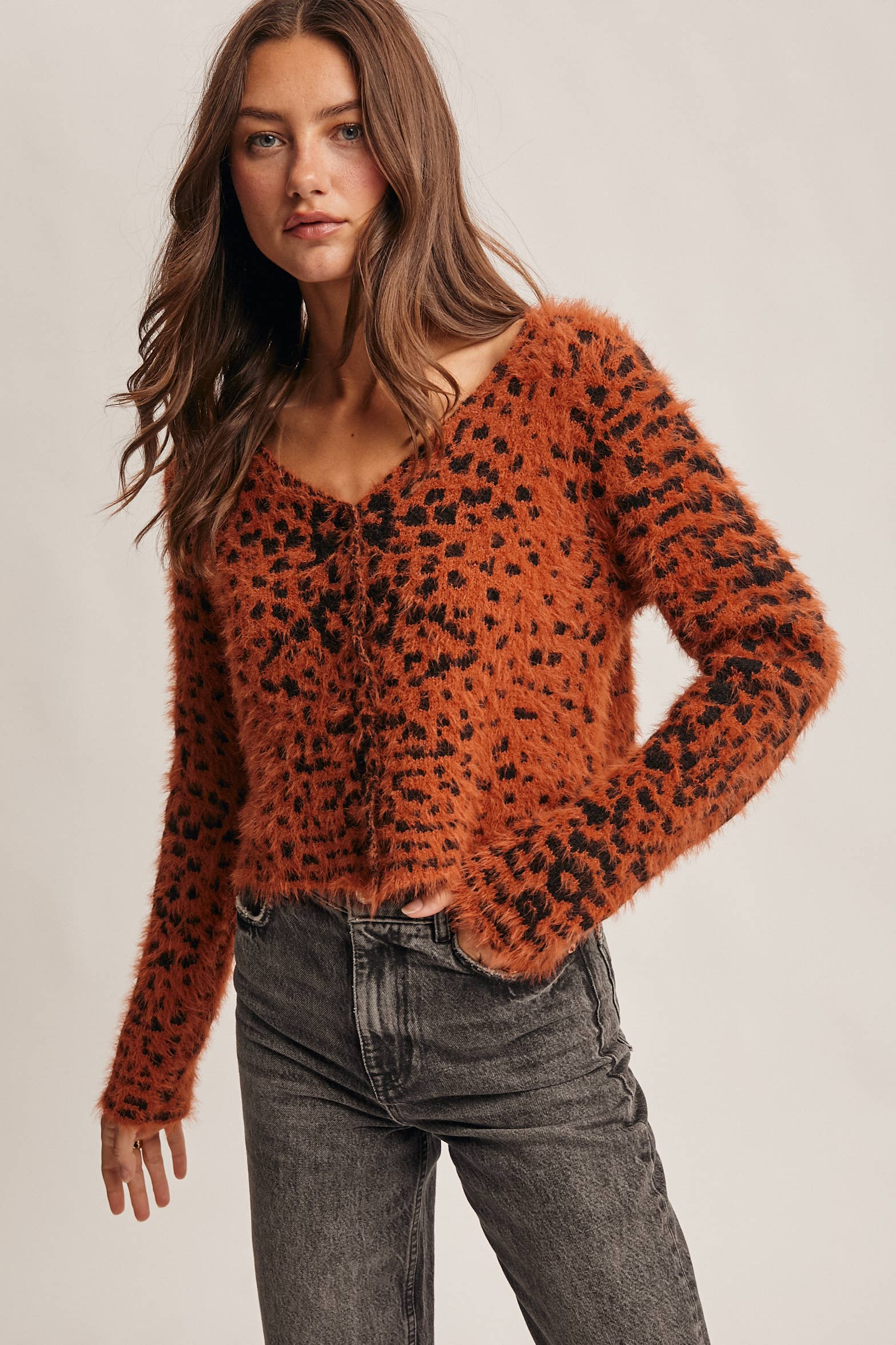 Hanna Fuzzy Leopard Cardigan