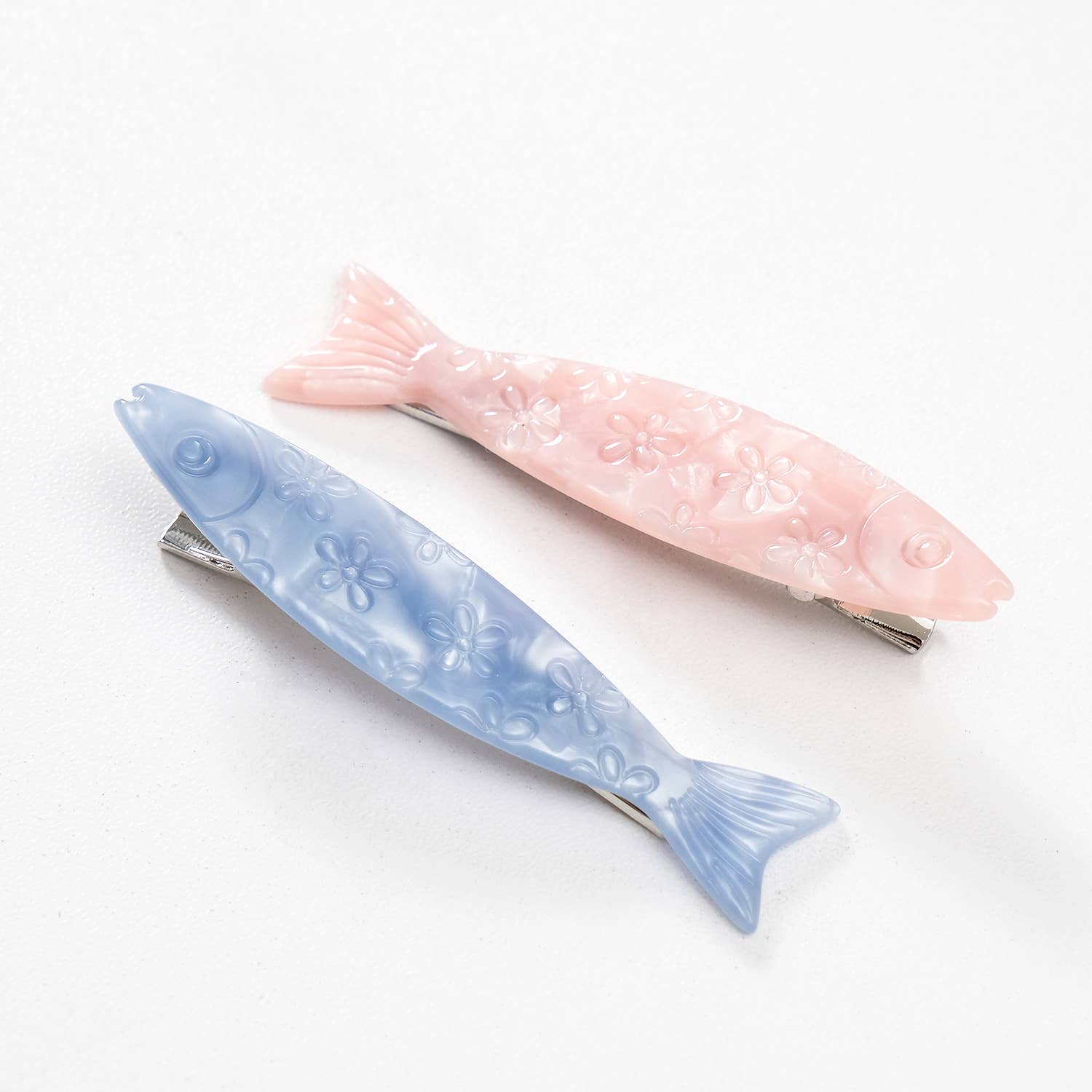 Saltwater Floral Sardine Fish Barrette Hair Clip - Small