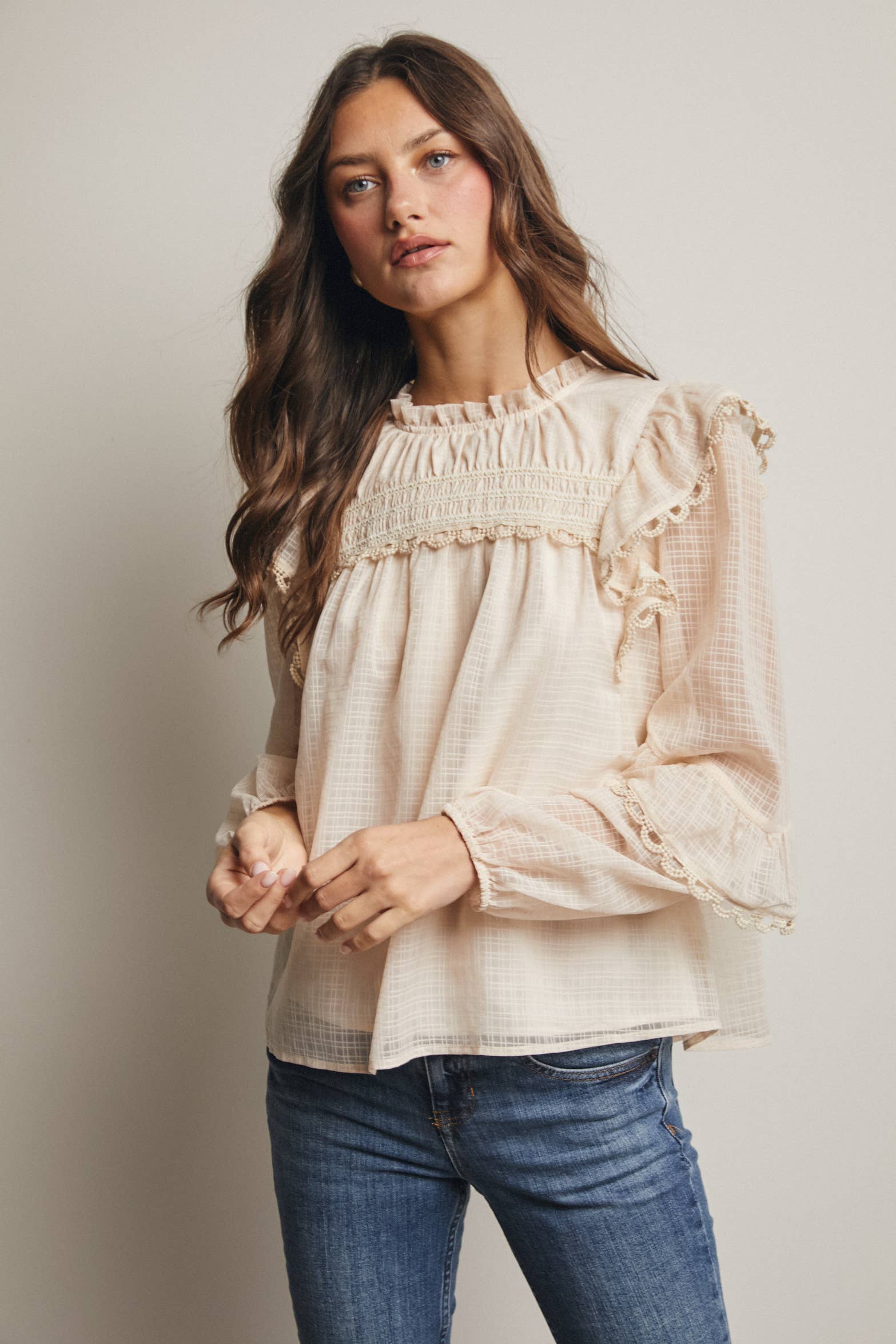 Hattie Lace Trim Blouse