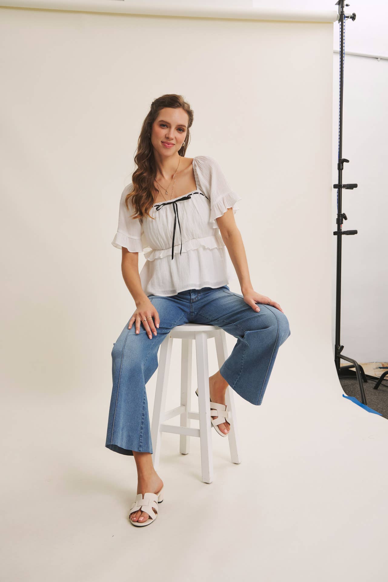 Monroe Pintuck Ankle Length Wide Leg Jean