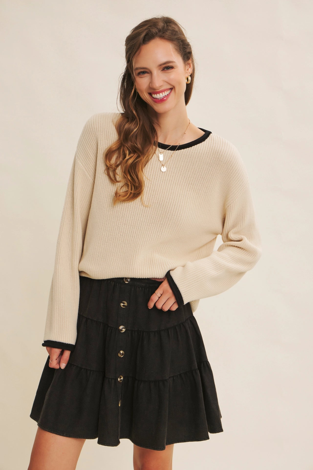 Hanna Rolled Edge Sweater