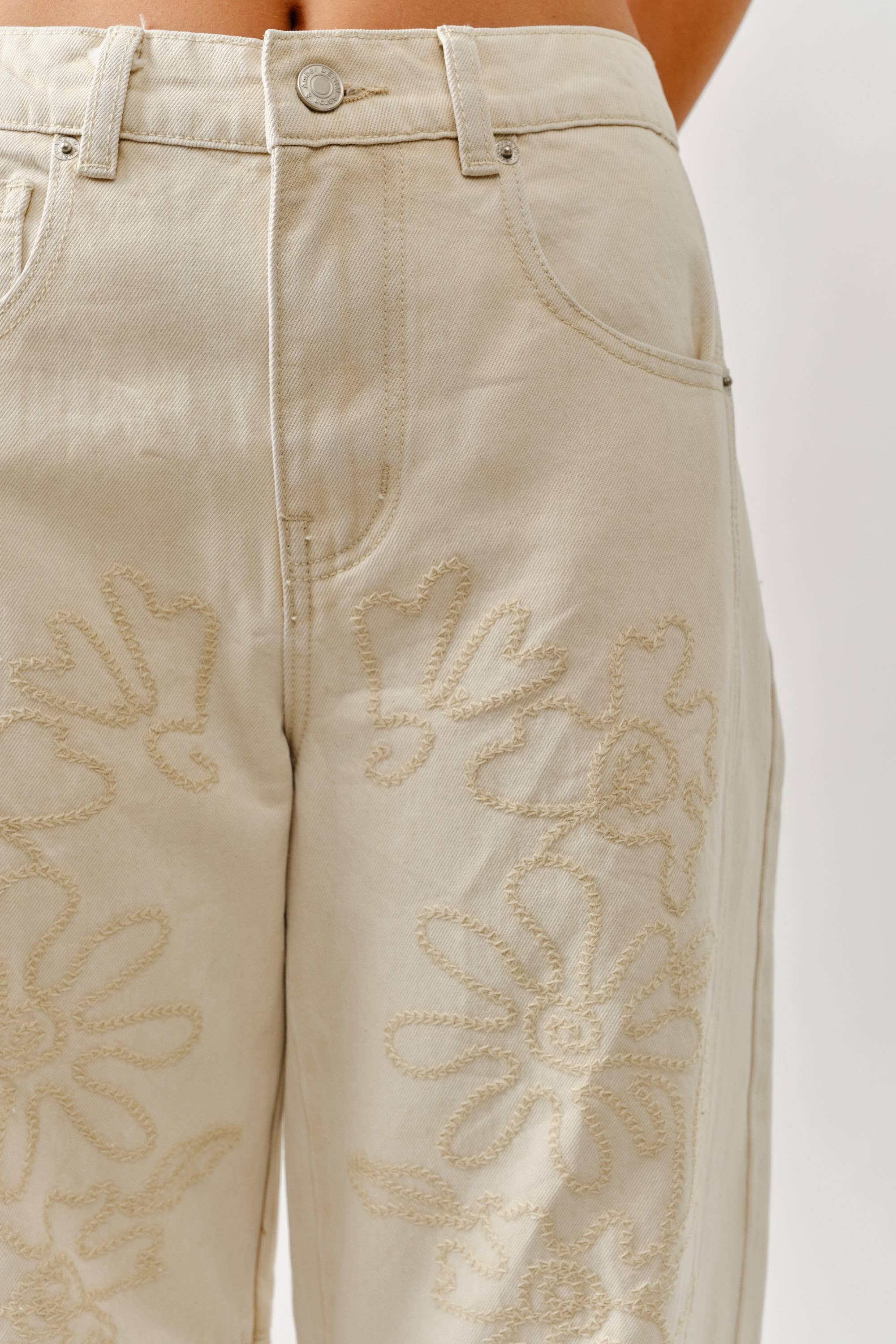 Norah Embroidered Barrel Pants