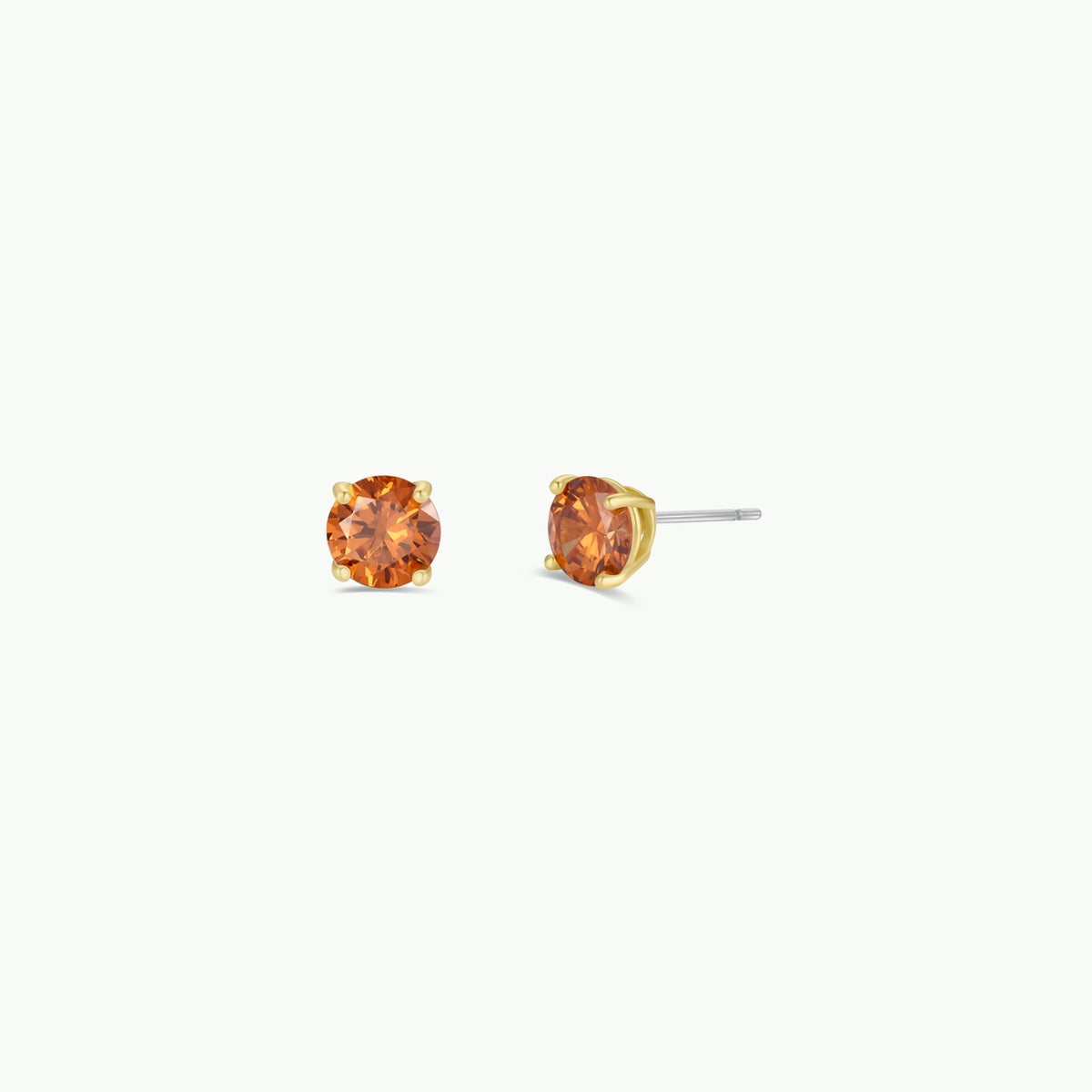 Gold Round CZ Earrings