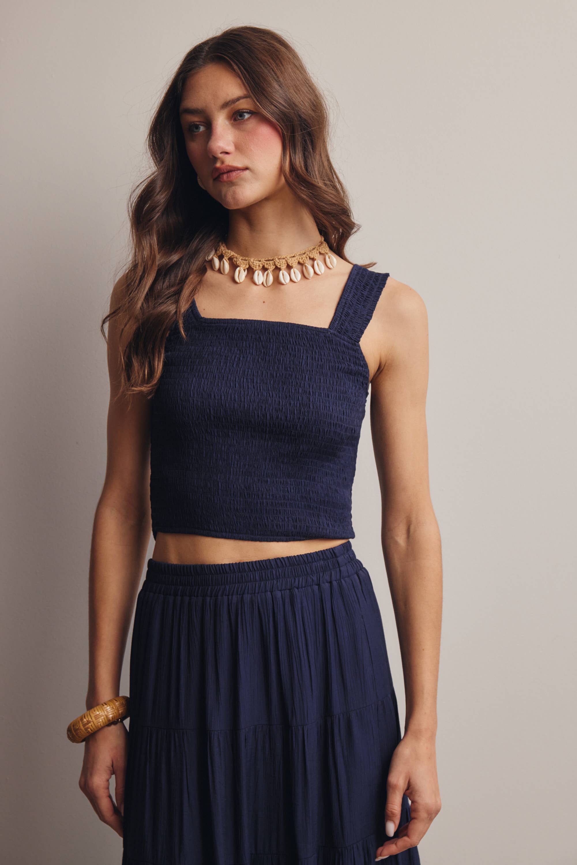 Vera Smocked Crop Tank