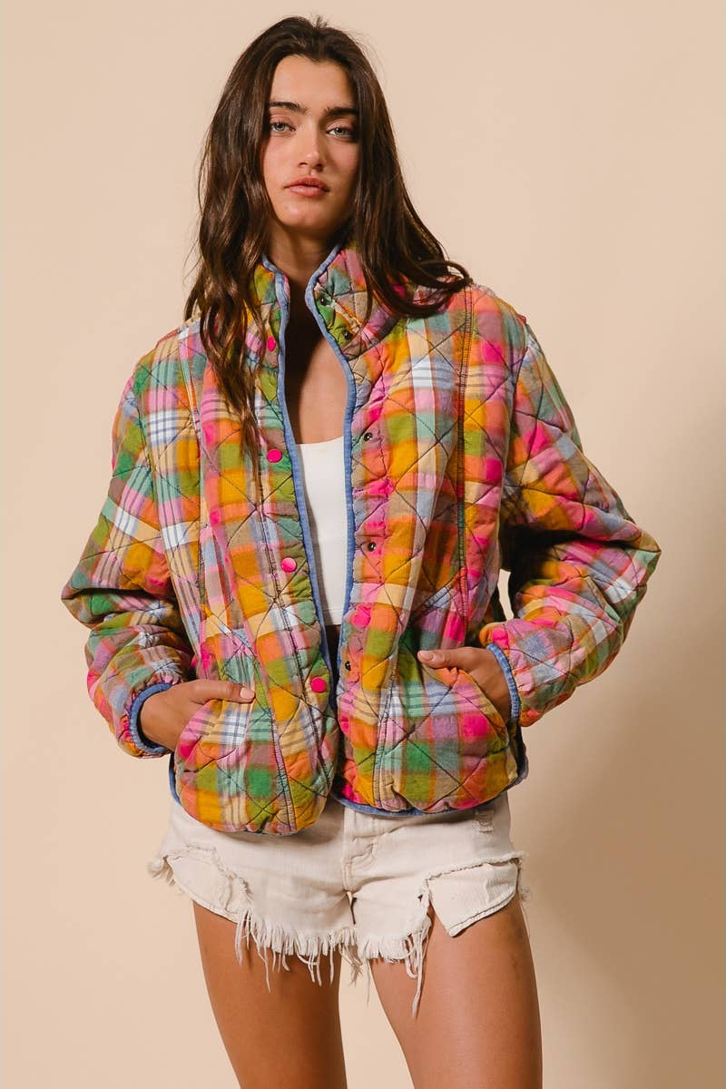 Dahlia Vintage Plaid Quilted Jacket