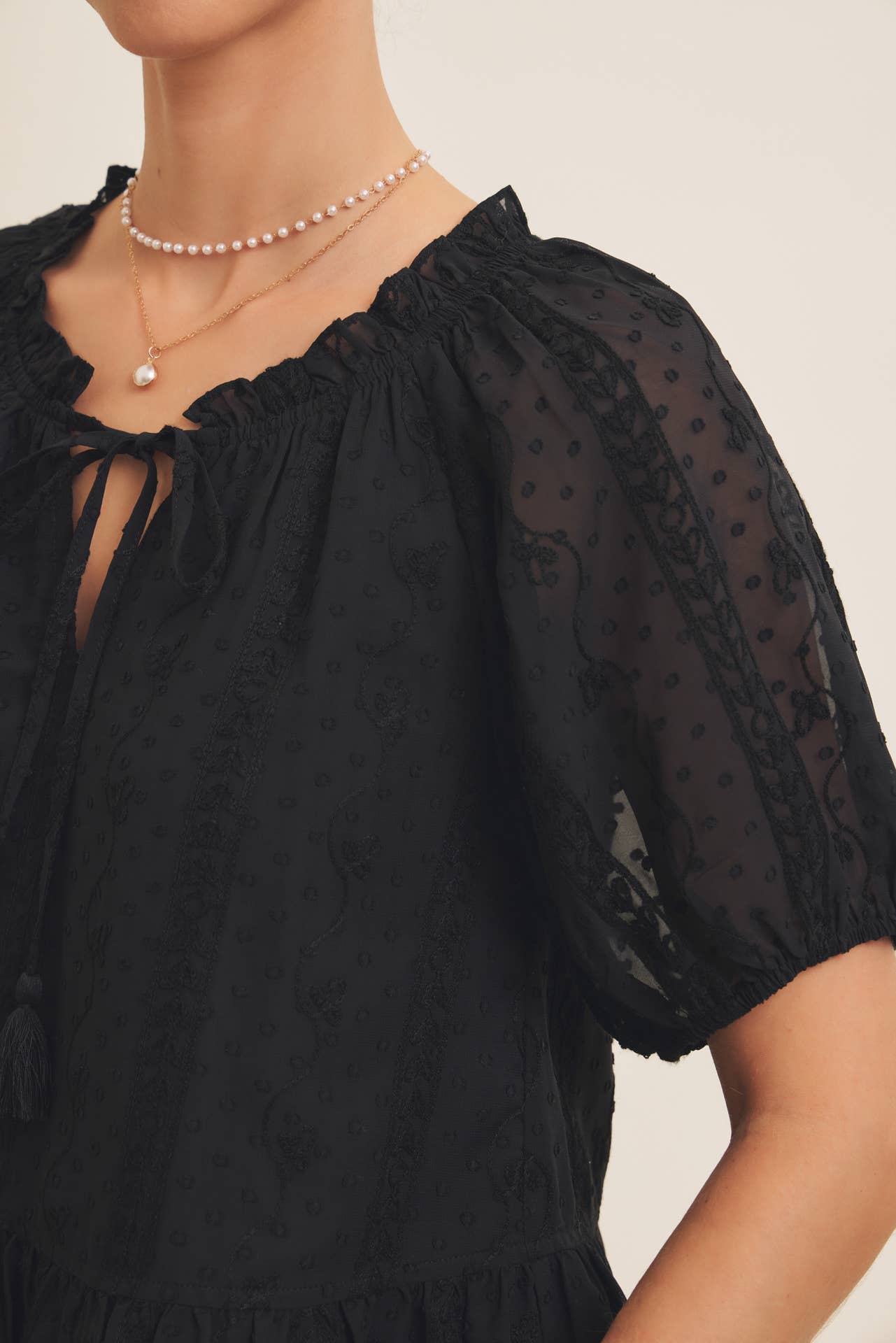 Alicia Embroidered Chiffon Top