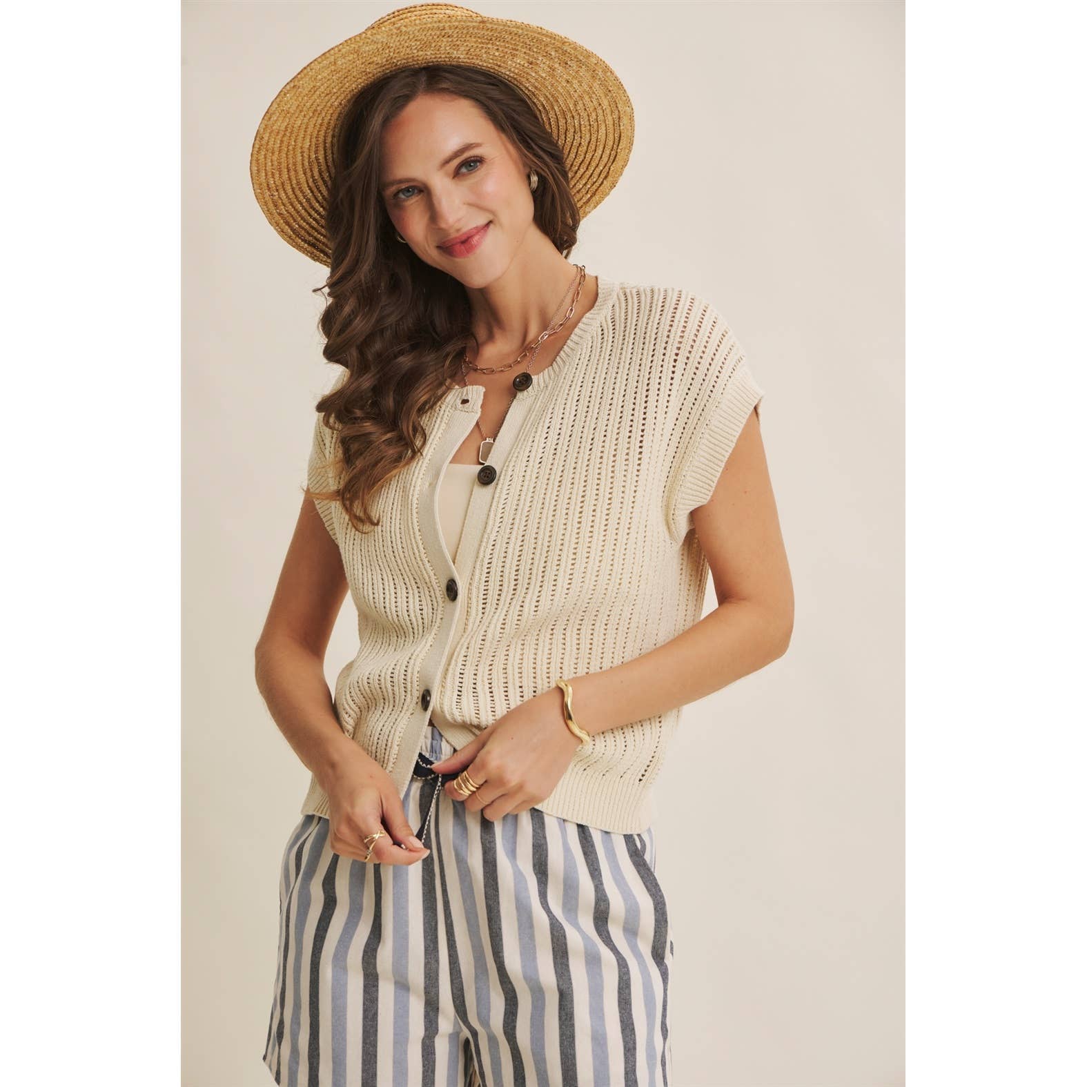 Bri Button Down Sweater Tee
